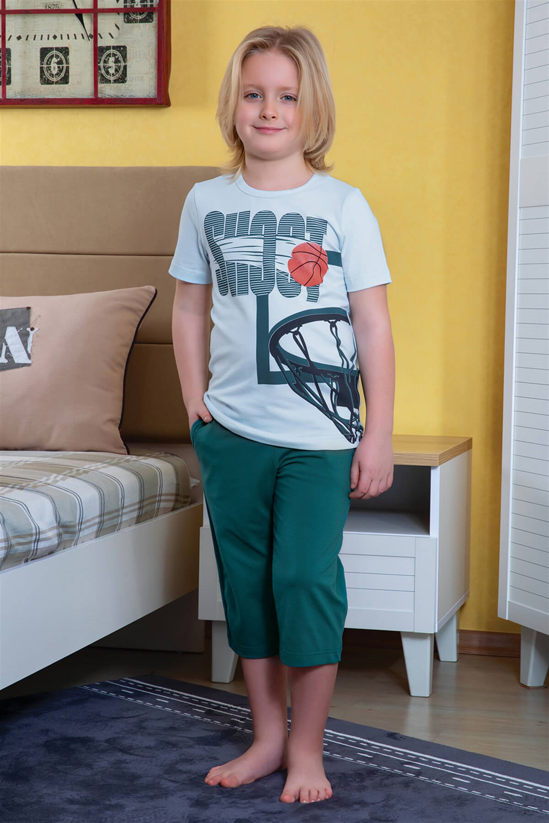 9768-207 Baykar Erkek Çocuk Kapri Takımı Yeşil