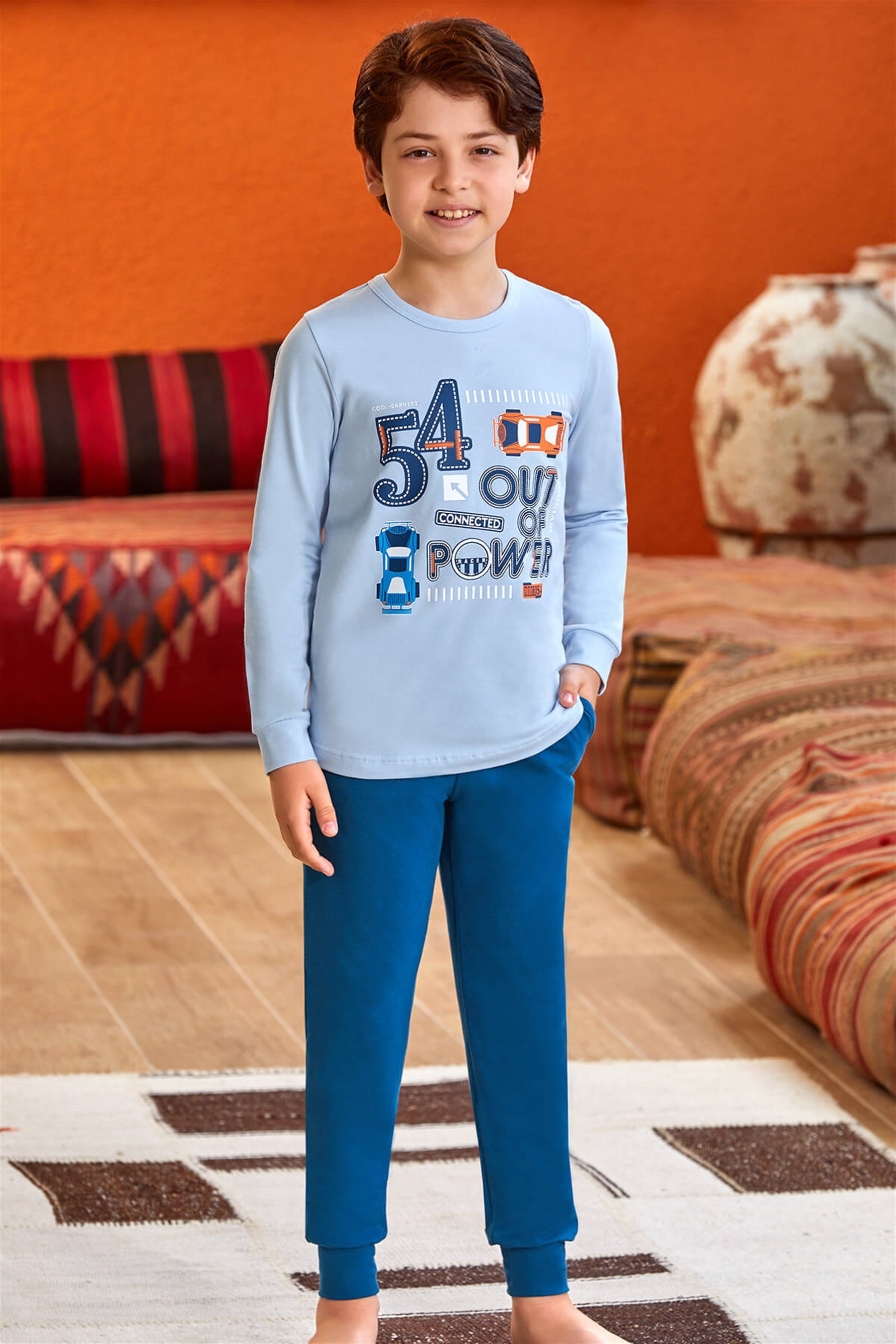 9787 Erkek Çocuk Pijama Takımı Mavi