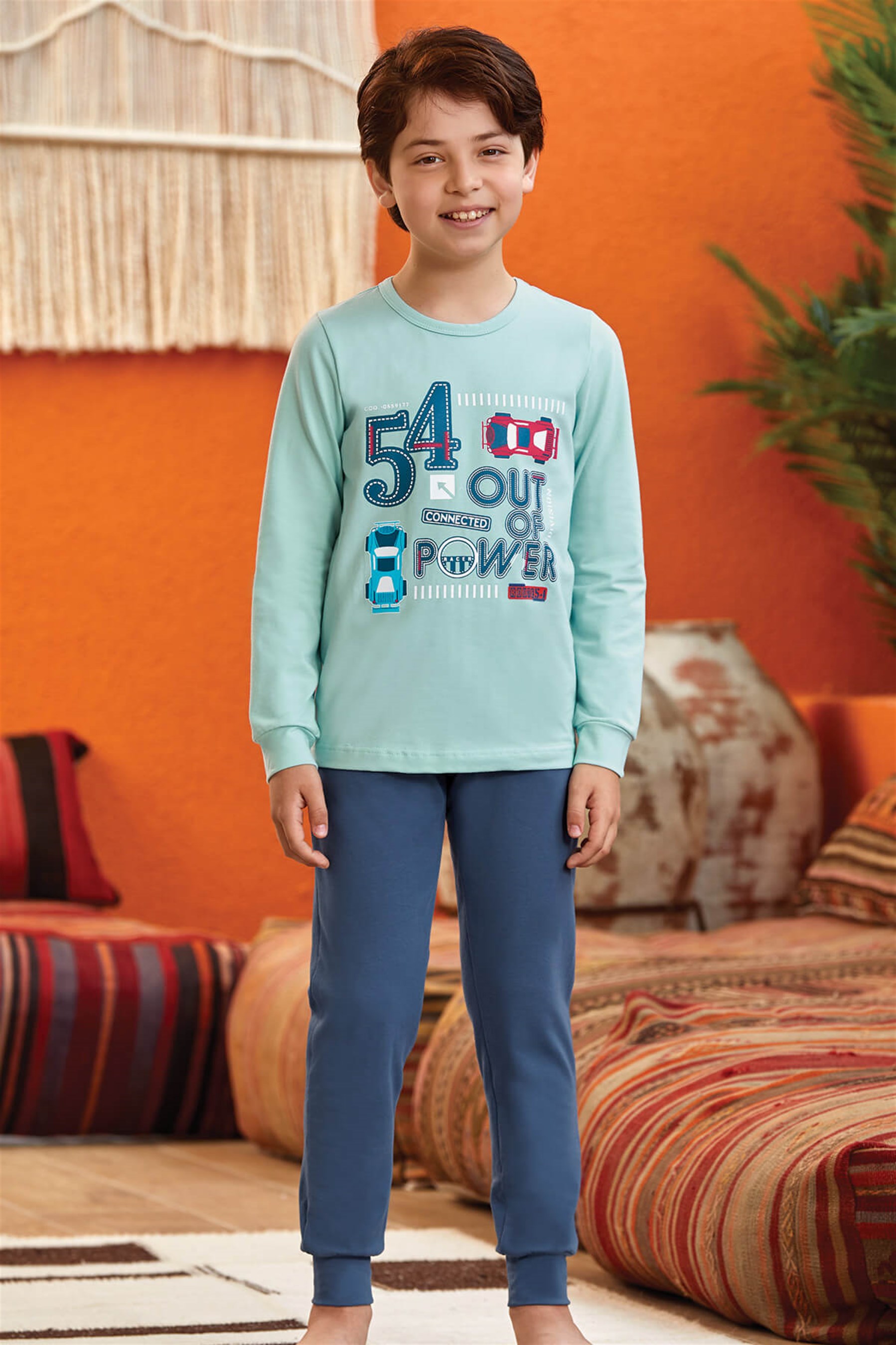 9787 Erkek Çocuk Pijama Takımı Su Yeşili