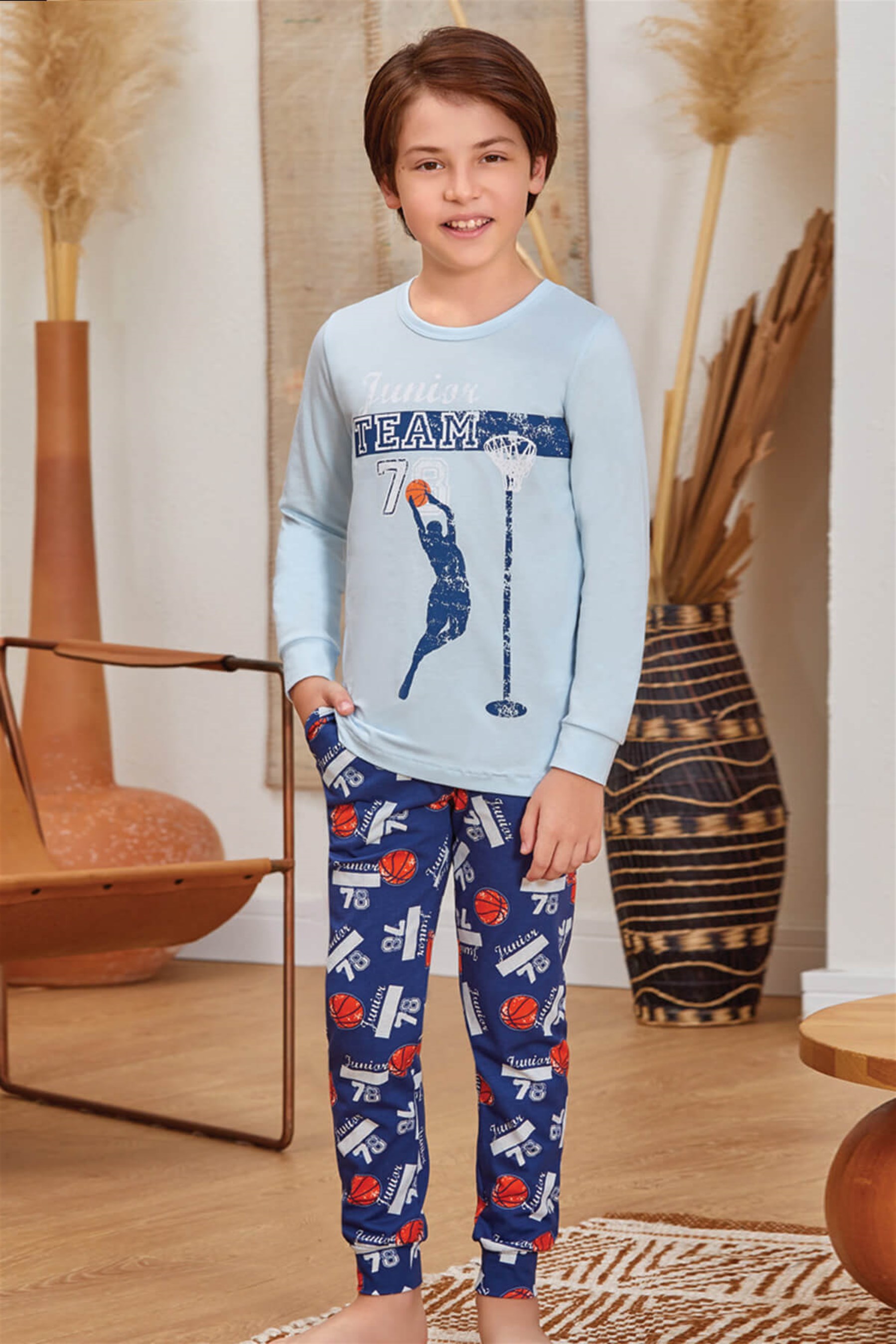 9789 Erkek Çocuk Pijama Takımı Lacivert