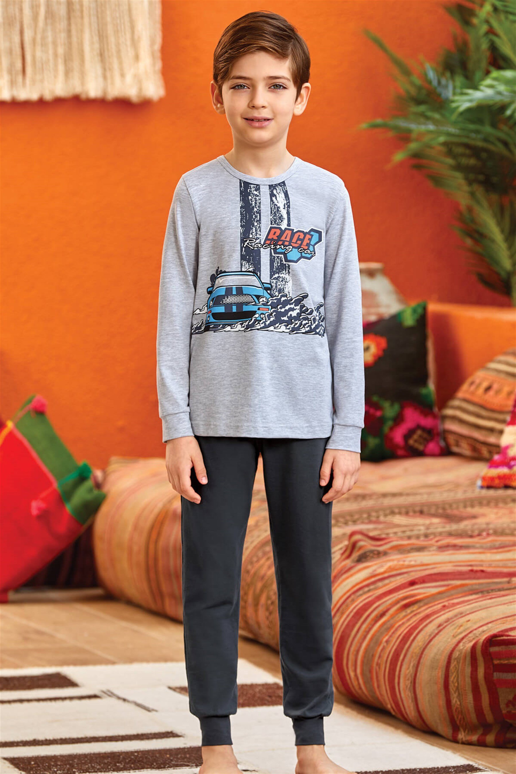 9794 Erkek Çocuk Pijama Takımı Gri