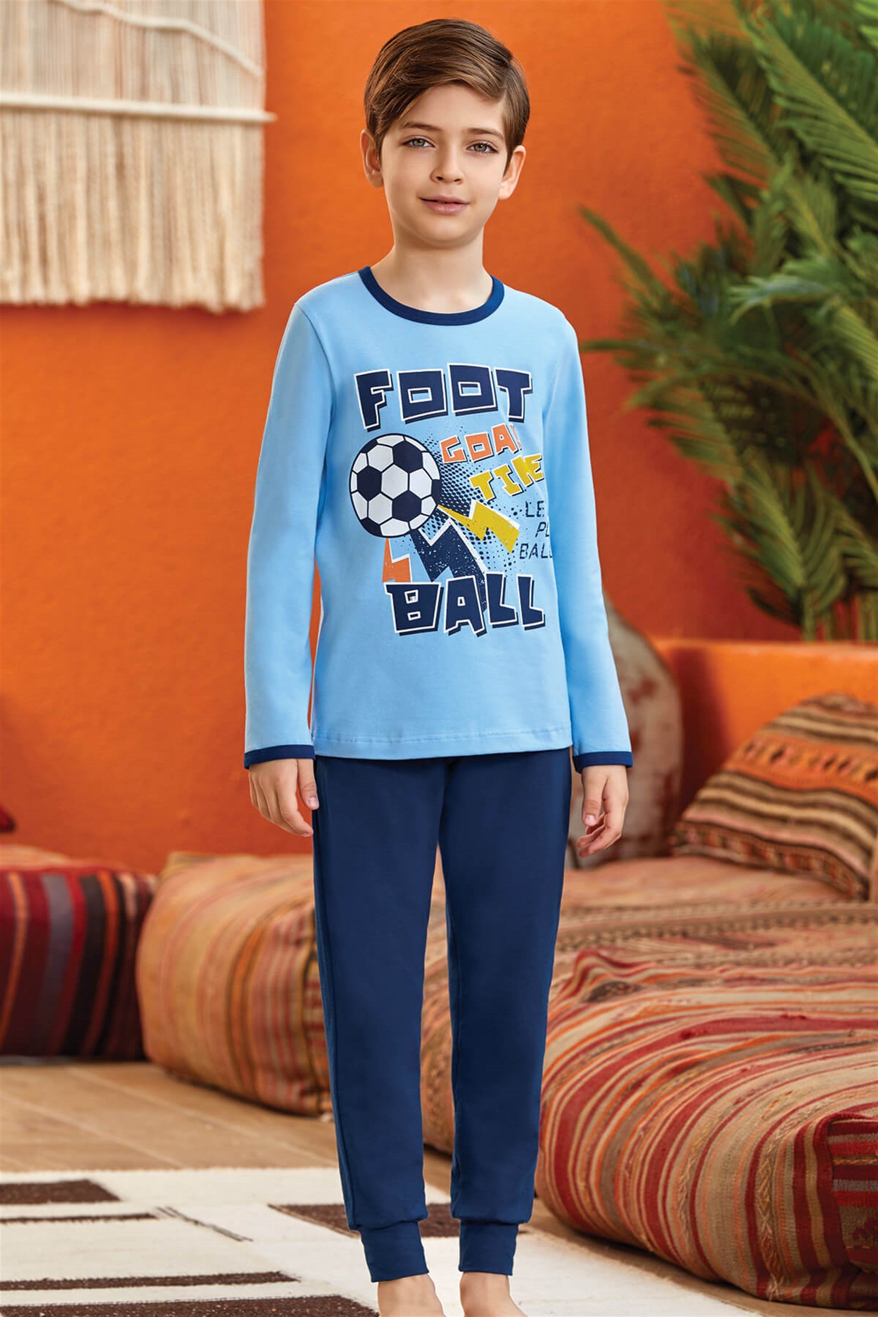 9796 Erkek Çocuk Pijama Takımı Koyu Mavi