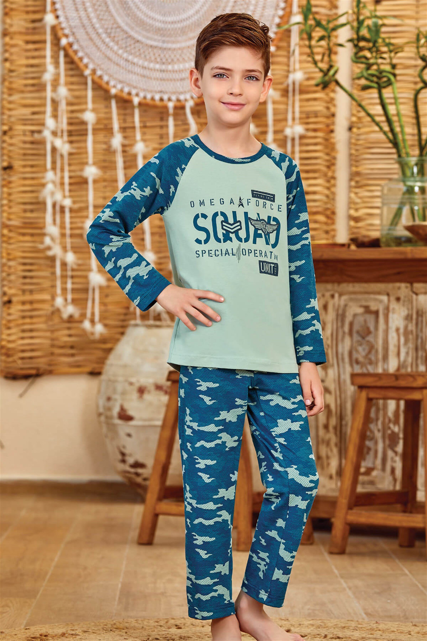 9798 Erkek Çocuk Pijama Takımı Lacivert