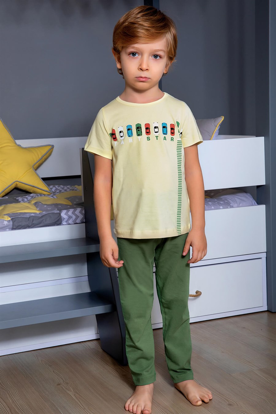 9760-277 Baykar Erkek Çocuk Pijama Takımı Sarı
