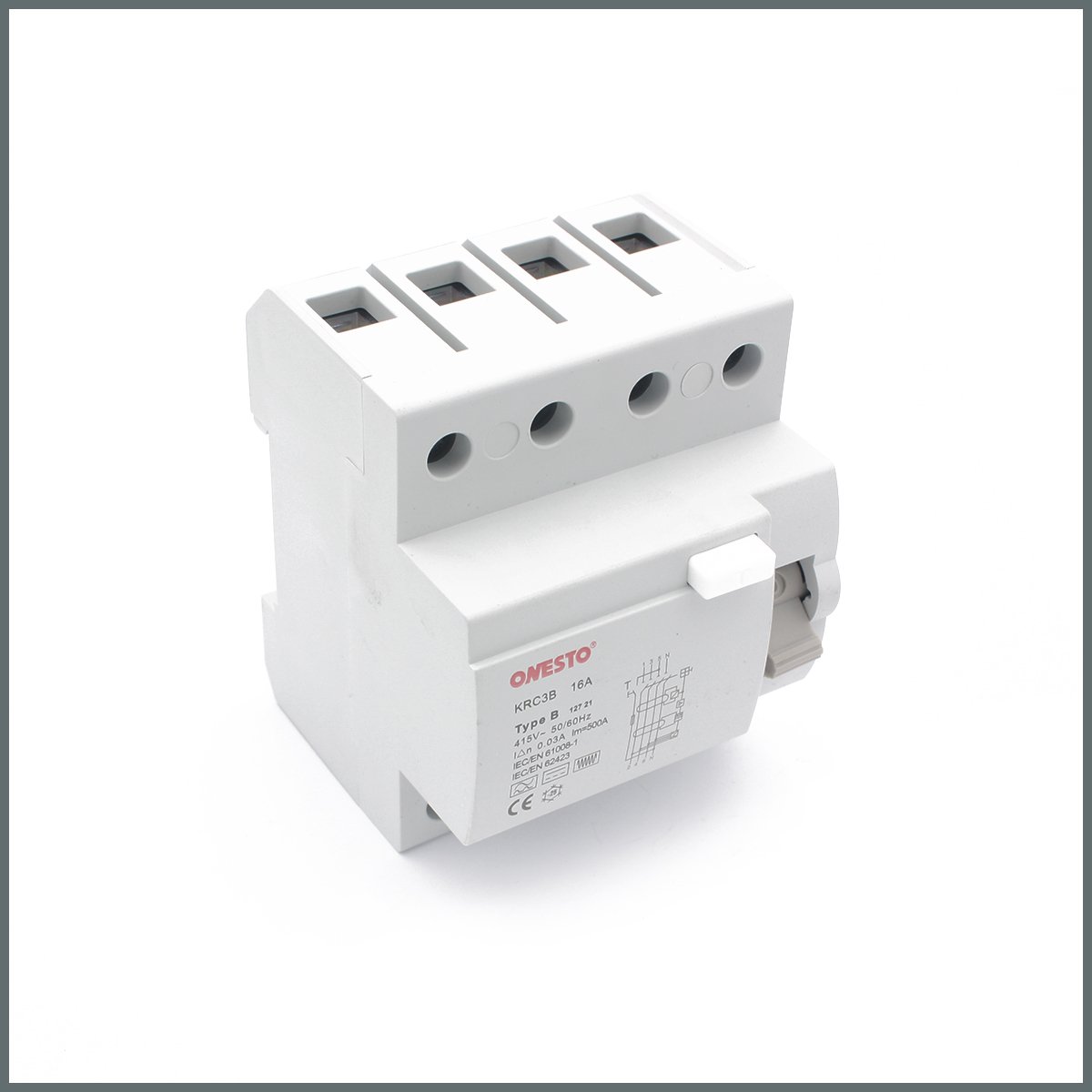 16A B Tipi RCCB (3P+N) 30mA Scc:6kA 