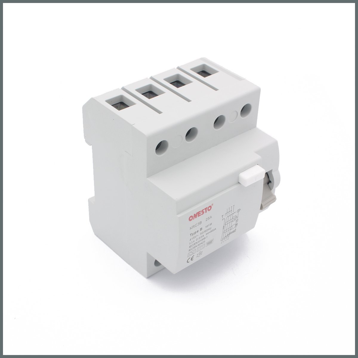 25A B Tipi RCCB (3P+N) 30mA Scc:6kA 