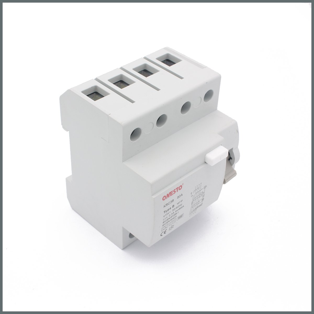 300mAOnesto 80A B Tipi RCCB (3P+N) 300mA Scc:6kA 