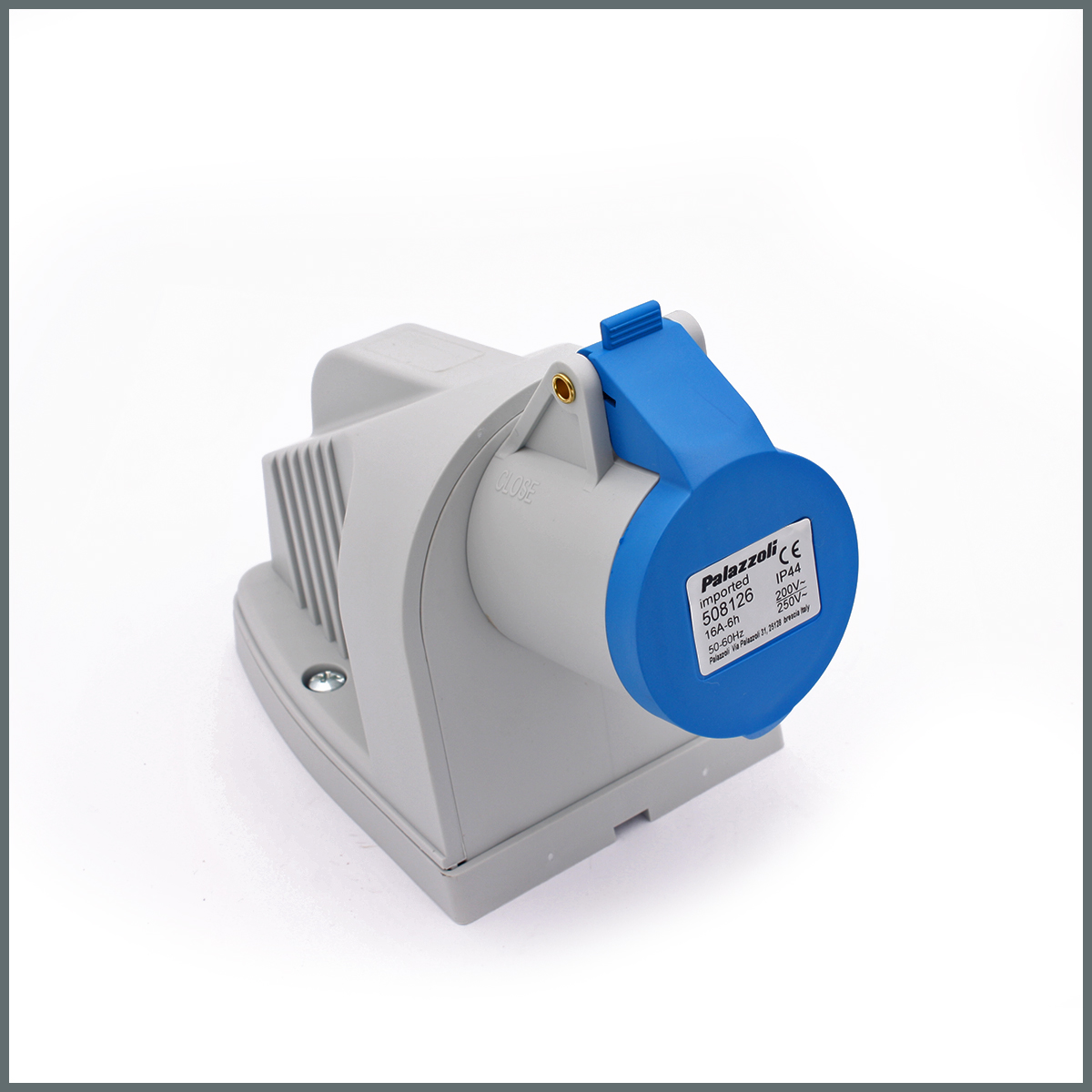 Fiş ve PrizlerPalazzoli Sıva Üstü Kutulu Priz 16A (IP44) 230V 2P+T h:6 (90 Der.)