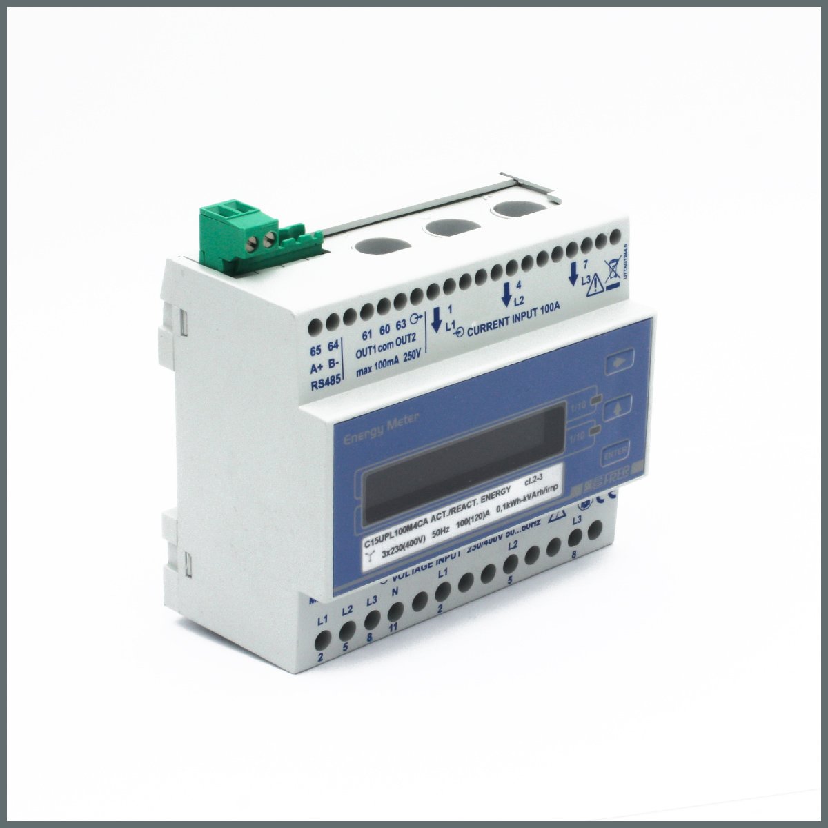 Frer Prog. Enerji Ölçer (Aktif-Reaktif) 3Fazlı - 100A/400V - RS485 Modbus 