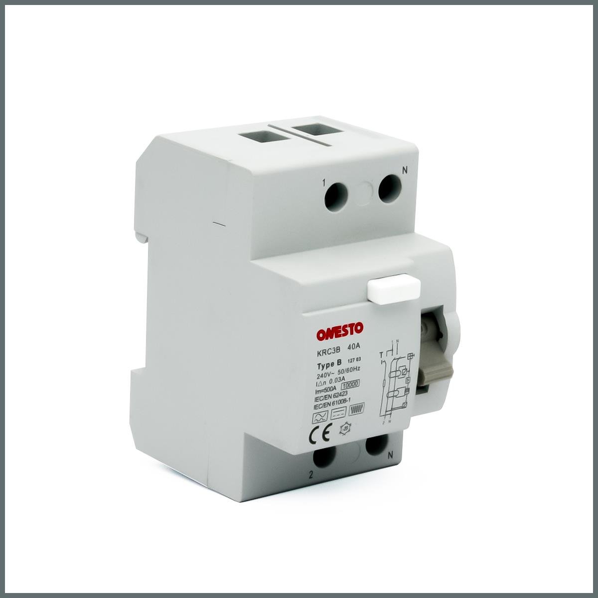 Onesto 40A B Tipi RCCB (1P+N) 30mA Scc:6kA 