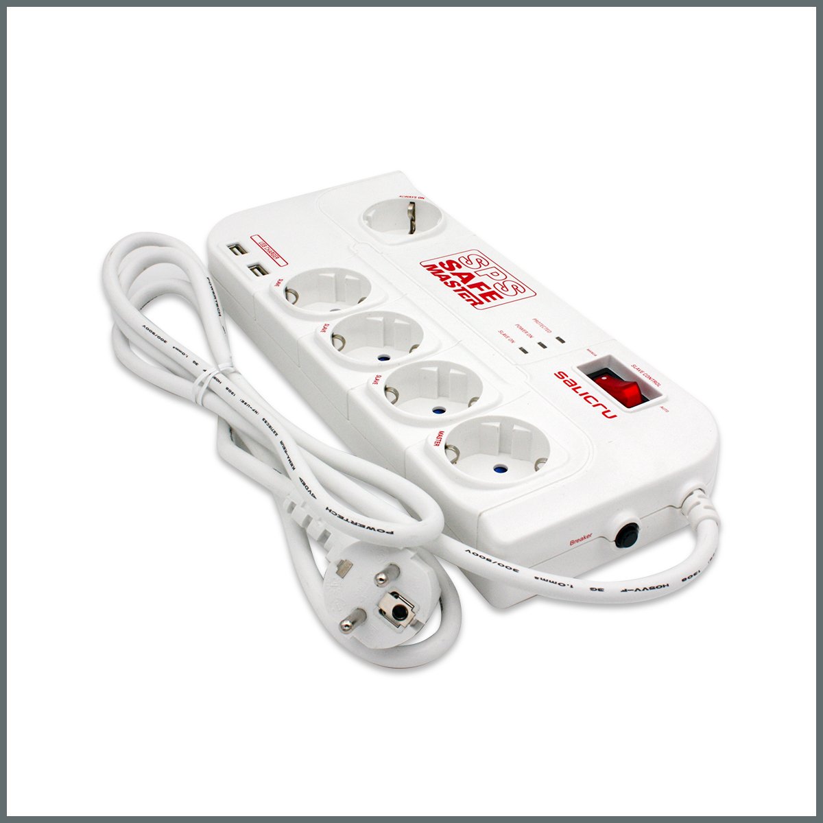 Salicru USB'li Akım Korumalı Priz 5'li EMI/RFI Filitreli