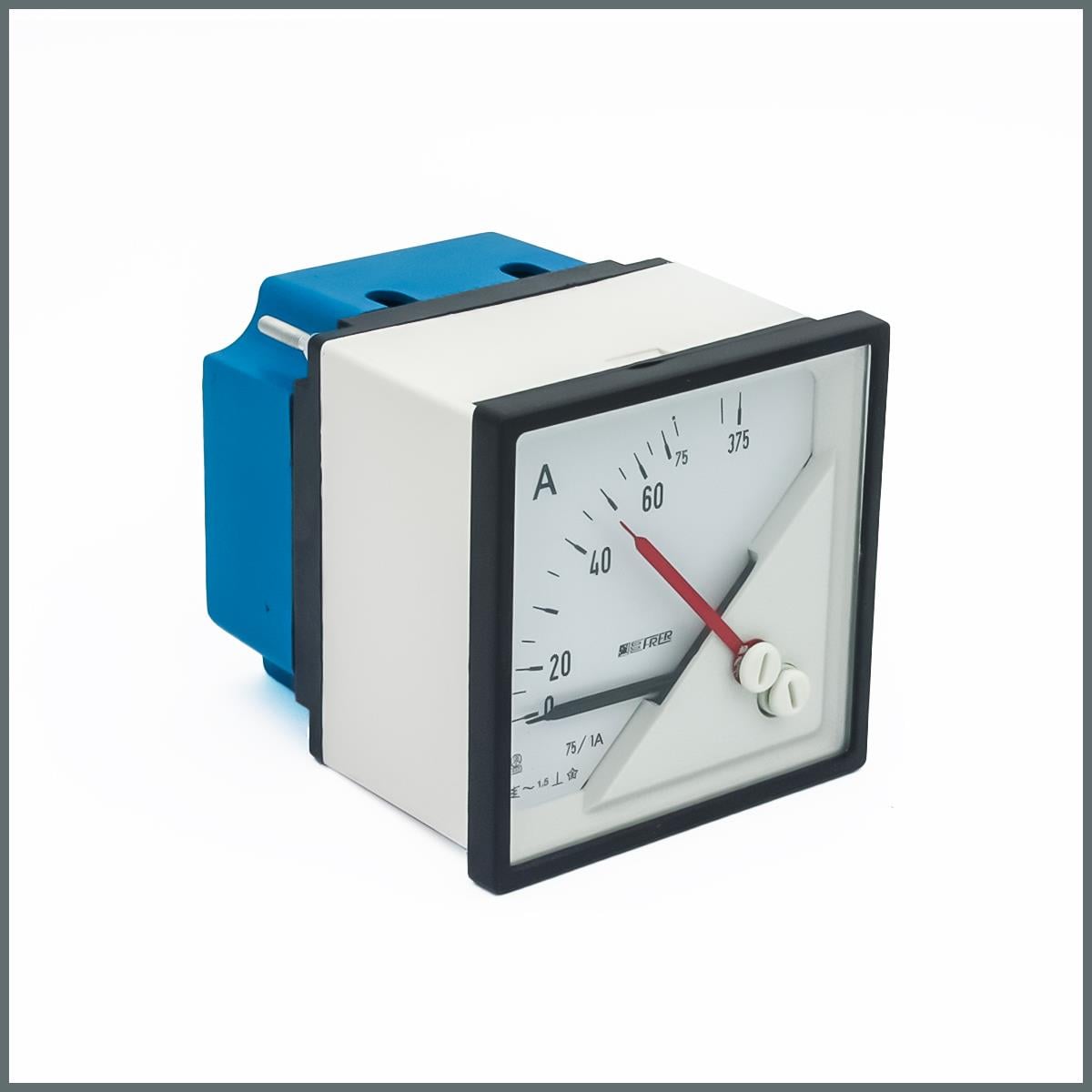 Frer AC Analog Ampermetre 75/1A Akım Trafosu Girişli Skala: 0-350A 72x72 90° + Ön Yüzden Ayarlanabilir İbre