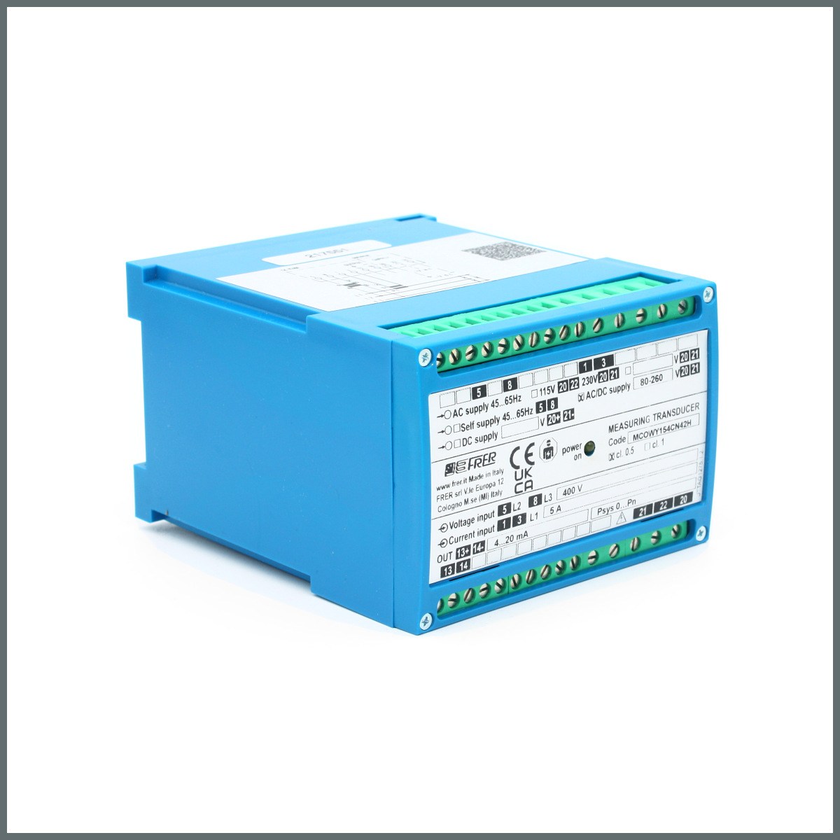 Frer Aktif Güç Transdüseri W 5A 400V Out 4-20mA 0-Pn Aux.80÷260Vac/dc 