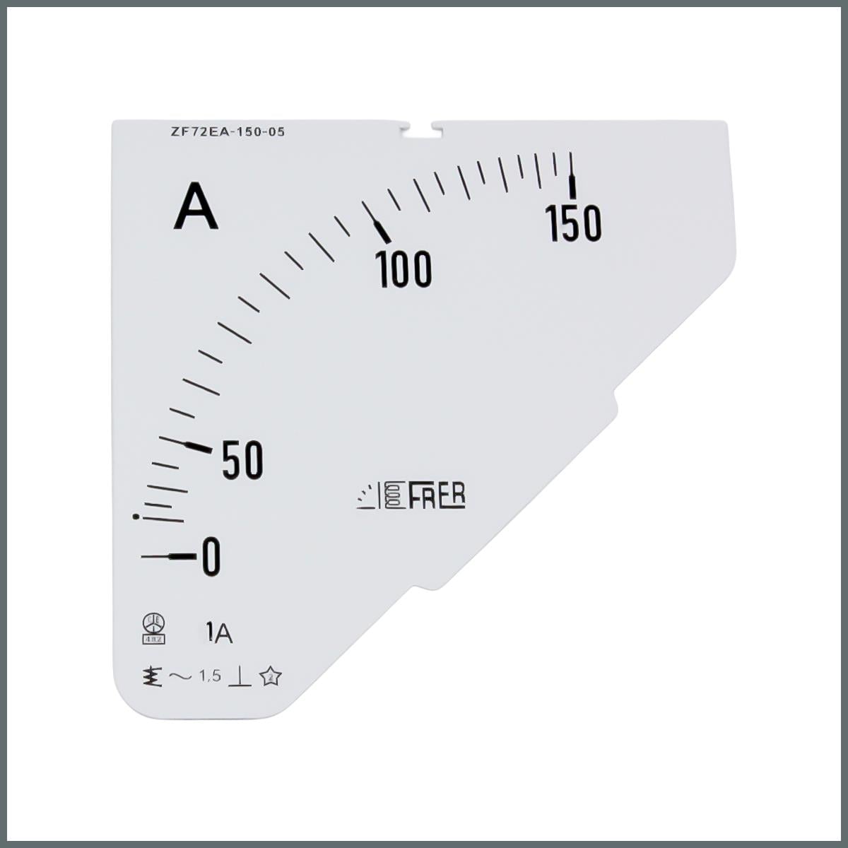 Frer Ampermetre Skalası AC 150/1A (72x72mm.) 90°