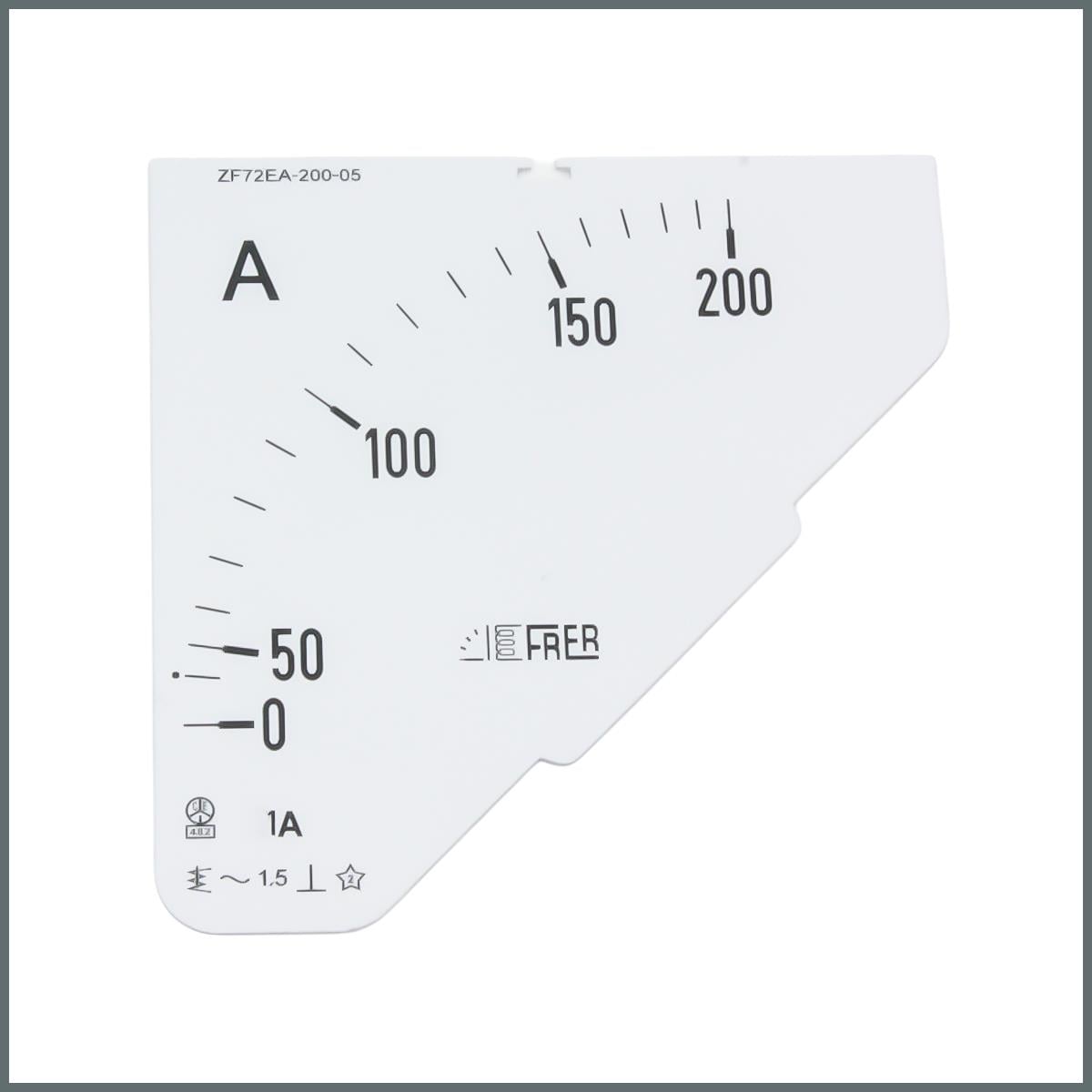 Frer Ampermetre Skalası AC 200/1A (72x72mm.) 90°
