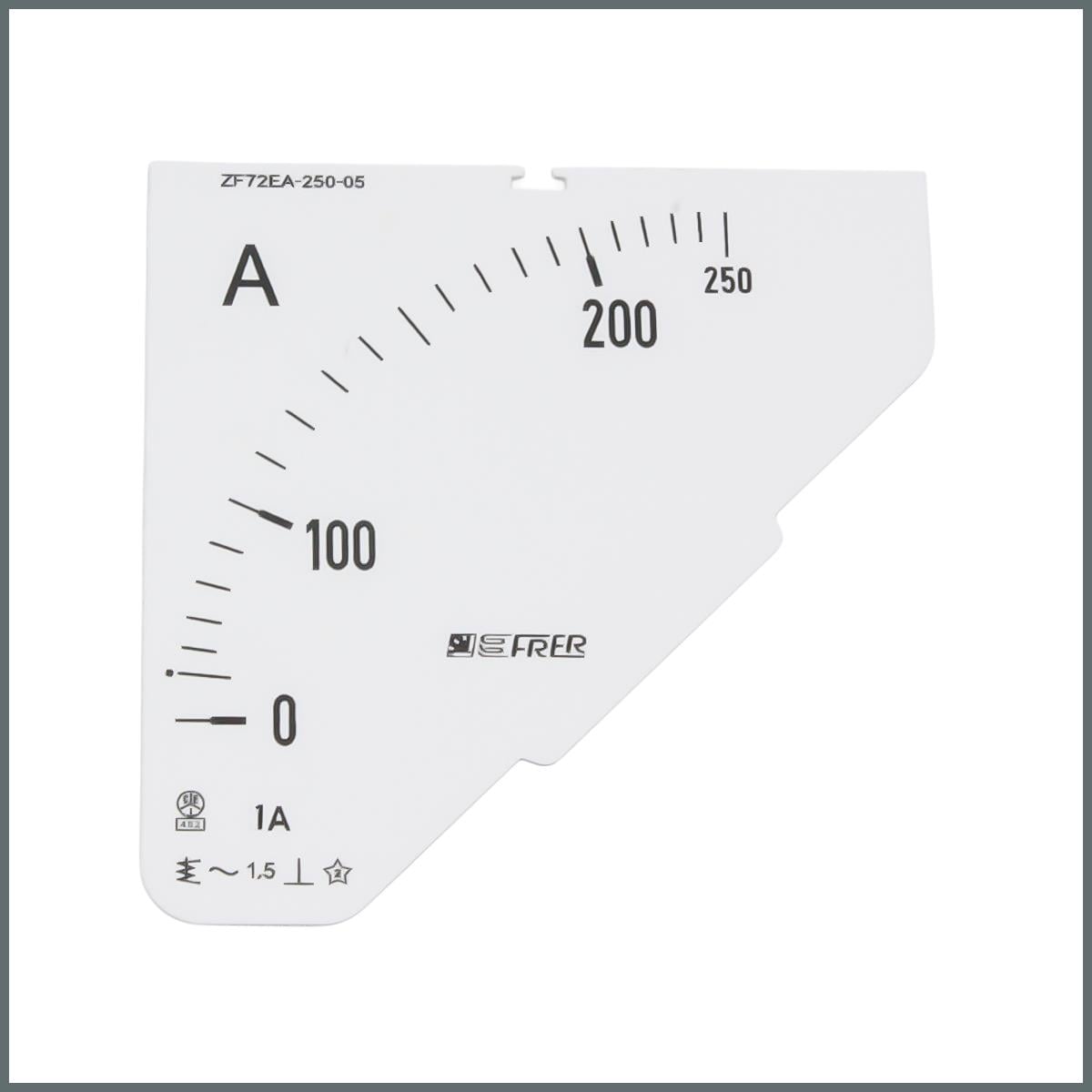 Frer Ampermetre Skalası AC 250/1A (72x72mm.) 90°