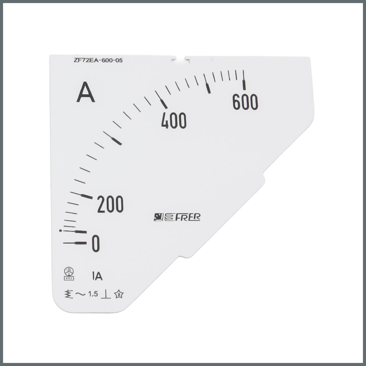 Frer Ampermetre Skalası AC 600/1A  (72x72mm.) 90°