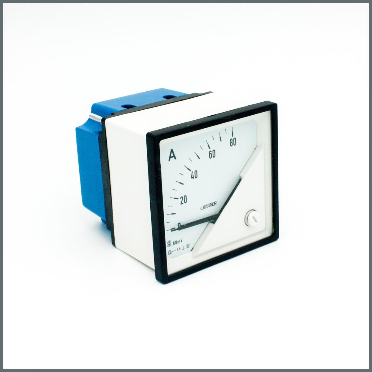 Frer DC Analog Ampermetre 80A/60mV Şönt Direnç Girişli 72x72 90° 