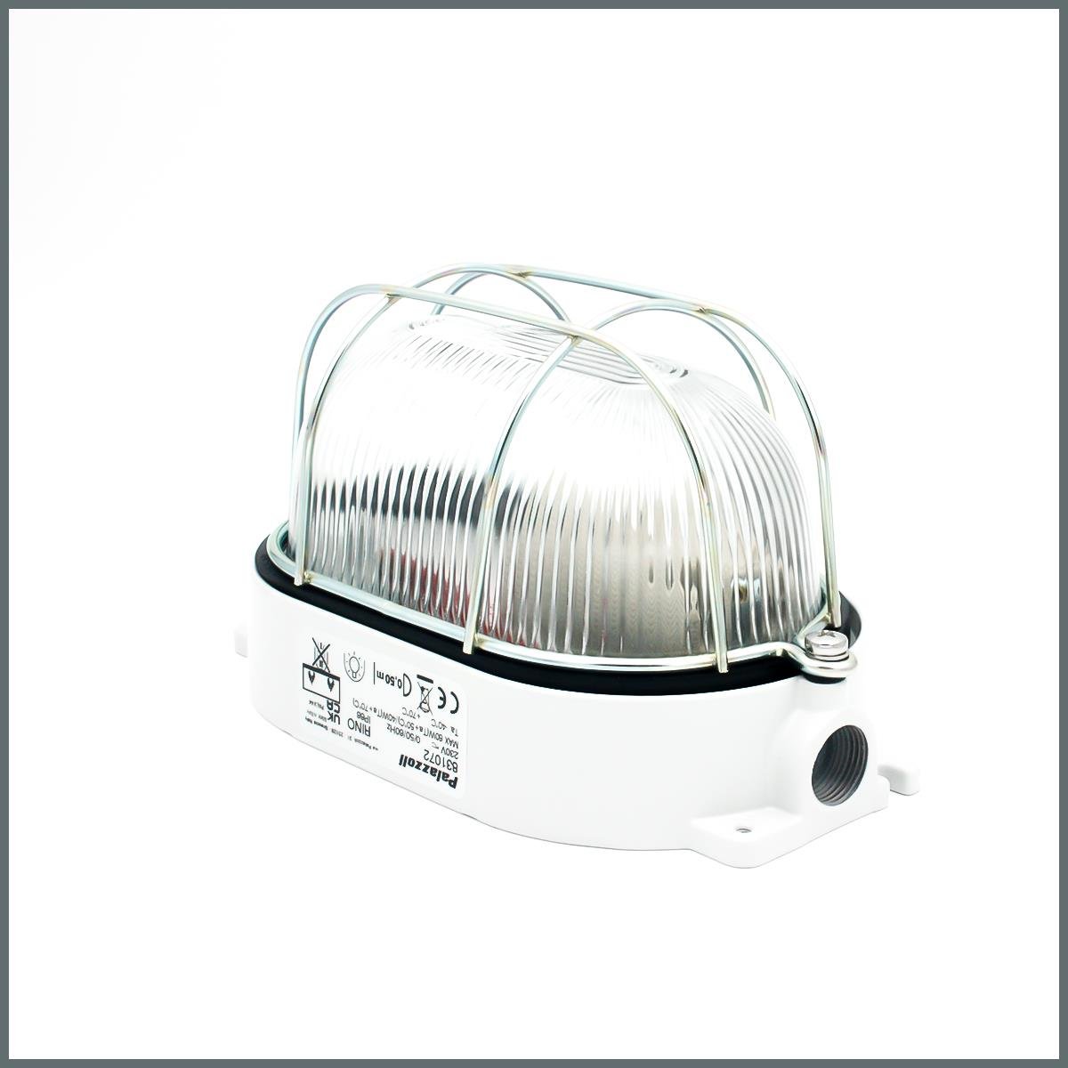 Palazzoli Oval Aramatür RINO Serisi 60W IP65 Çelik Kafes Alüm Cam Dif 199x112mm