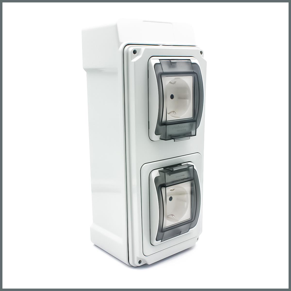 Palazzoli Su Geçirmez IP66 Sıva Üstü 2li Dış Ortam Topraklı Priz