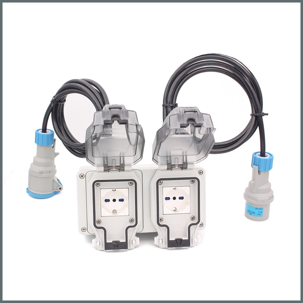 Tekne ve Karavan Besleme öncesi Ara Priz 2'li IP66 1m. PUR Kablolu