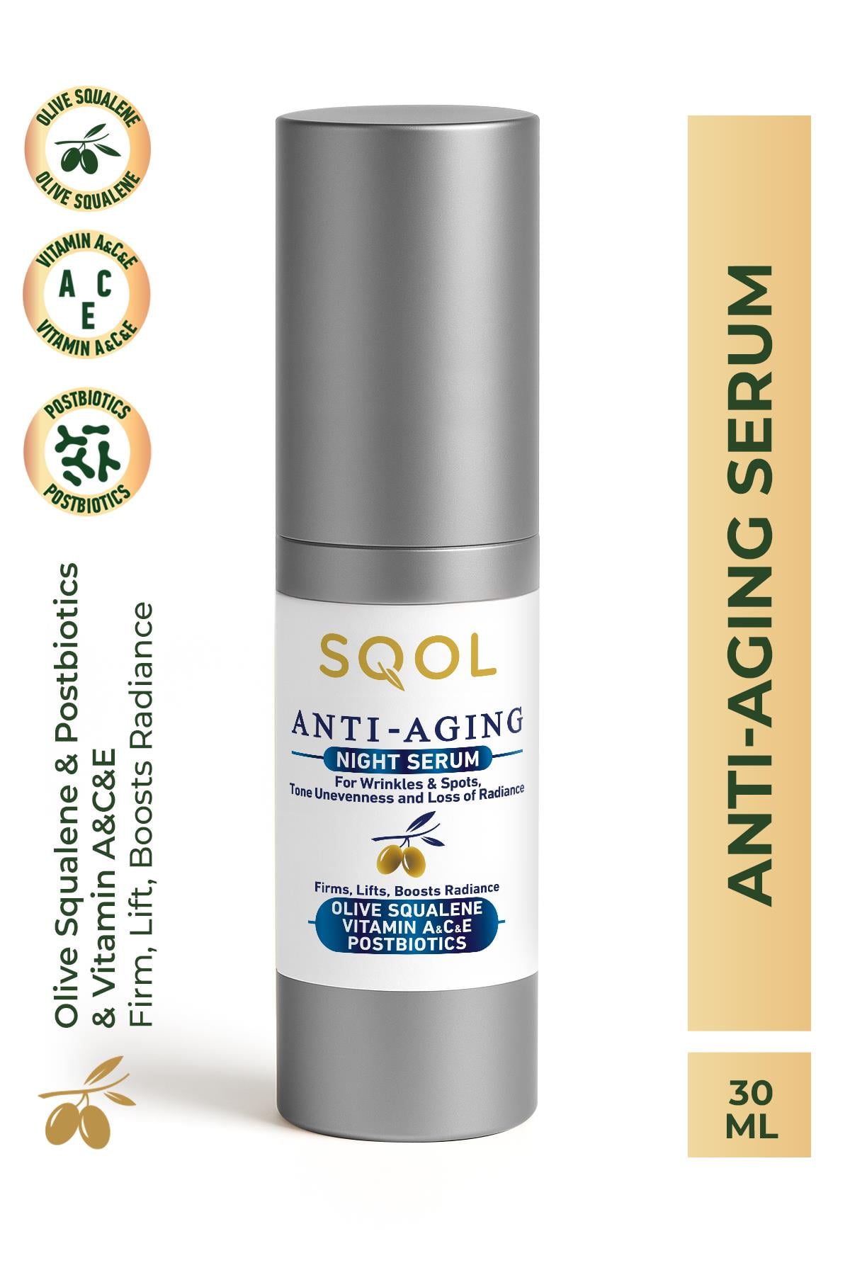 SQOL Yaşlanma Karşıtı Gece Serum-AntiAging Night Serum Skualen (Squalene) 30 ml