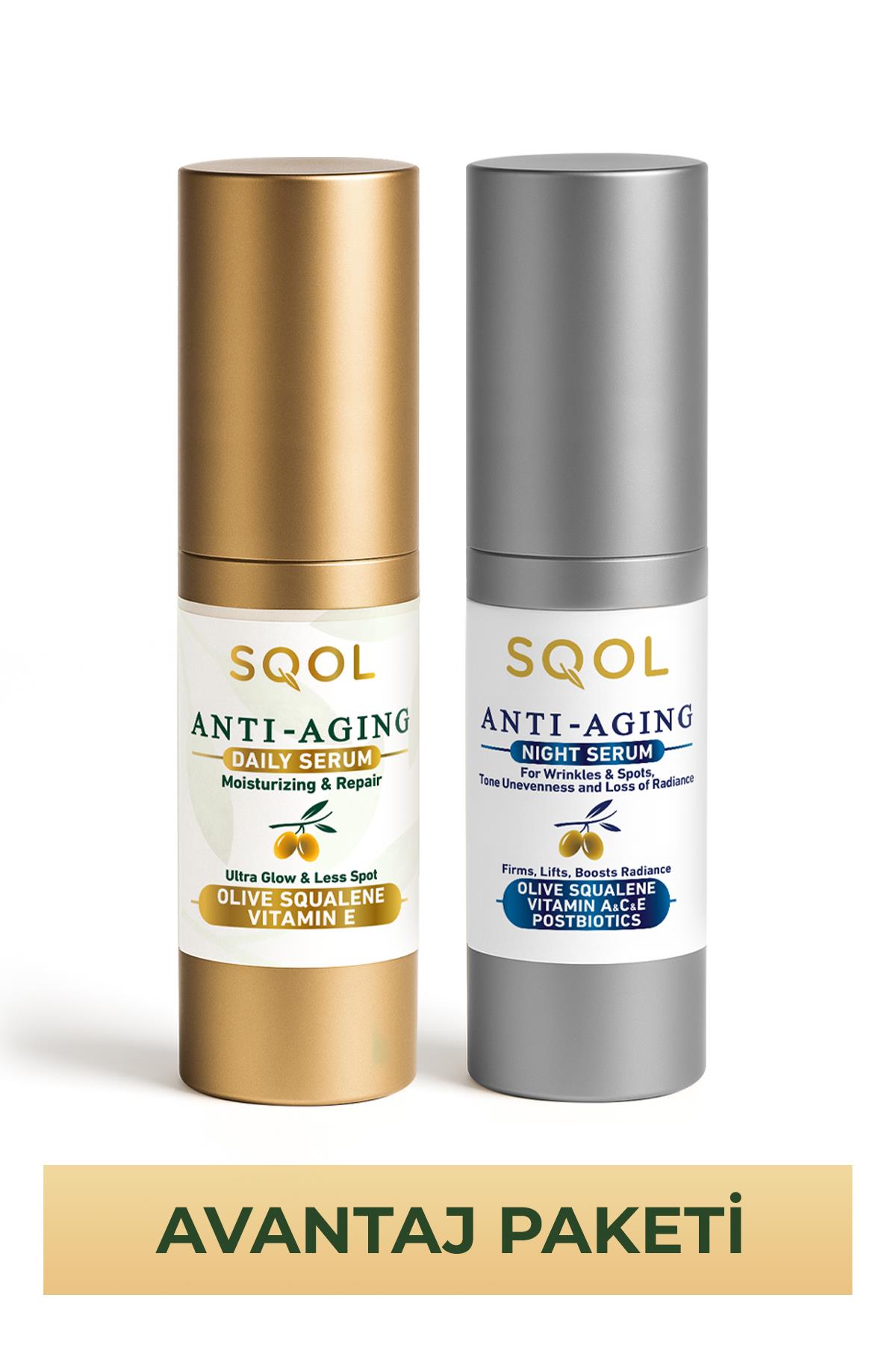 2'li SQOL SERUM SETİ- GÜNLÜK SERUM 30ml + GECE SERUMU  30ml