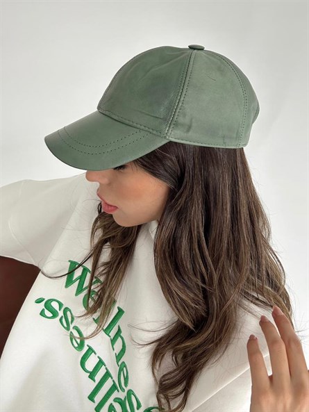 Leather hat pastel green