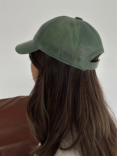 Leather hat pastel green