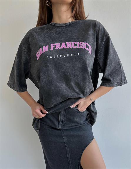 San Francısco Yıkamalıt-Shirt Füme