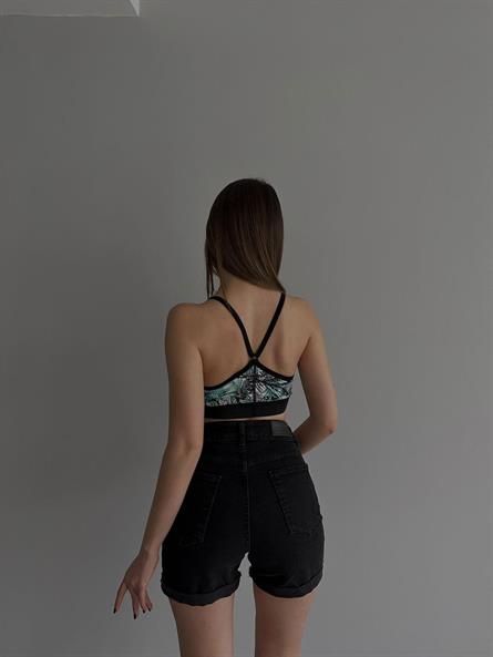 Back cross -supported sports bustier patterned