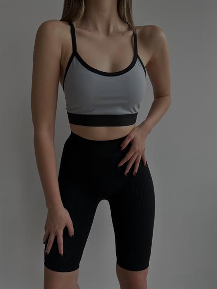 Back cross -supported sports bustier gray