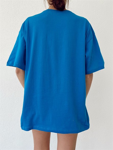 Vintage Oversize Basic Tshirt Mavi