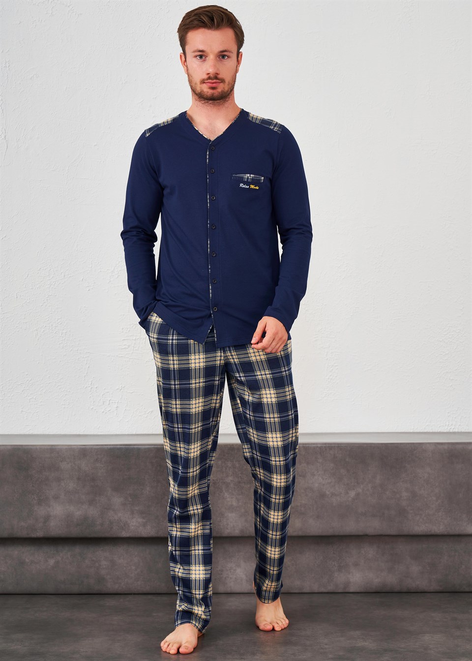 Erkek Düğmeli Pijama Takımı - 10271 | Relax Mode