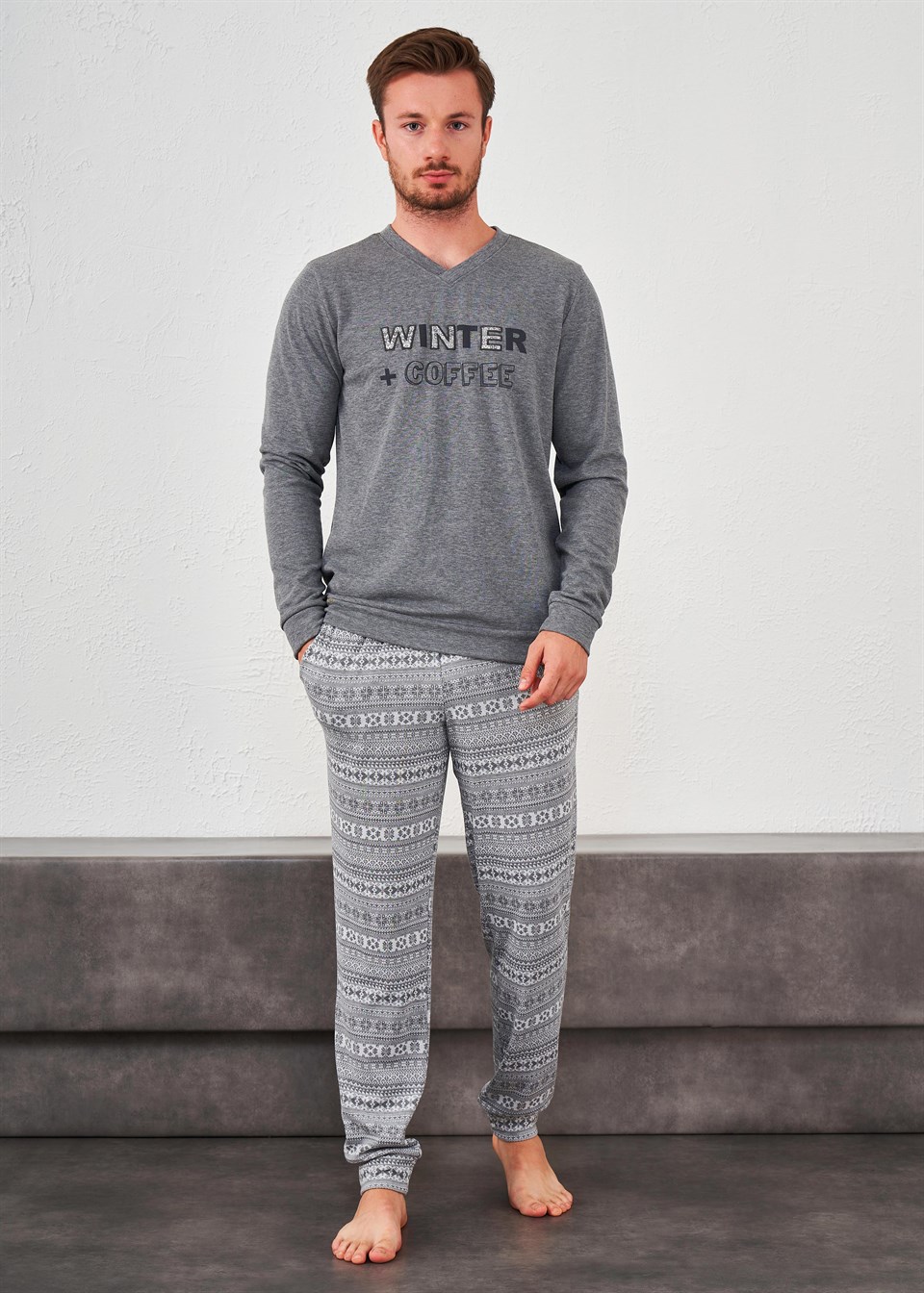 Erkek Termalı Pijama Takımı - 10288 | Relax Mode
