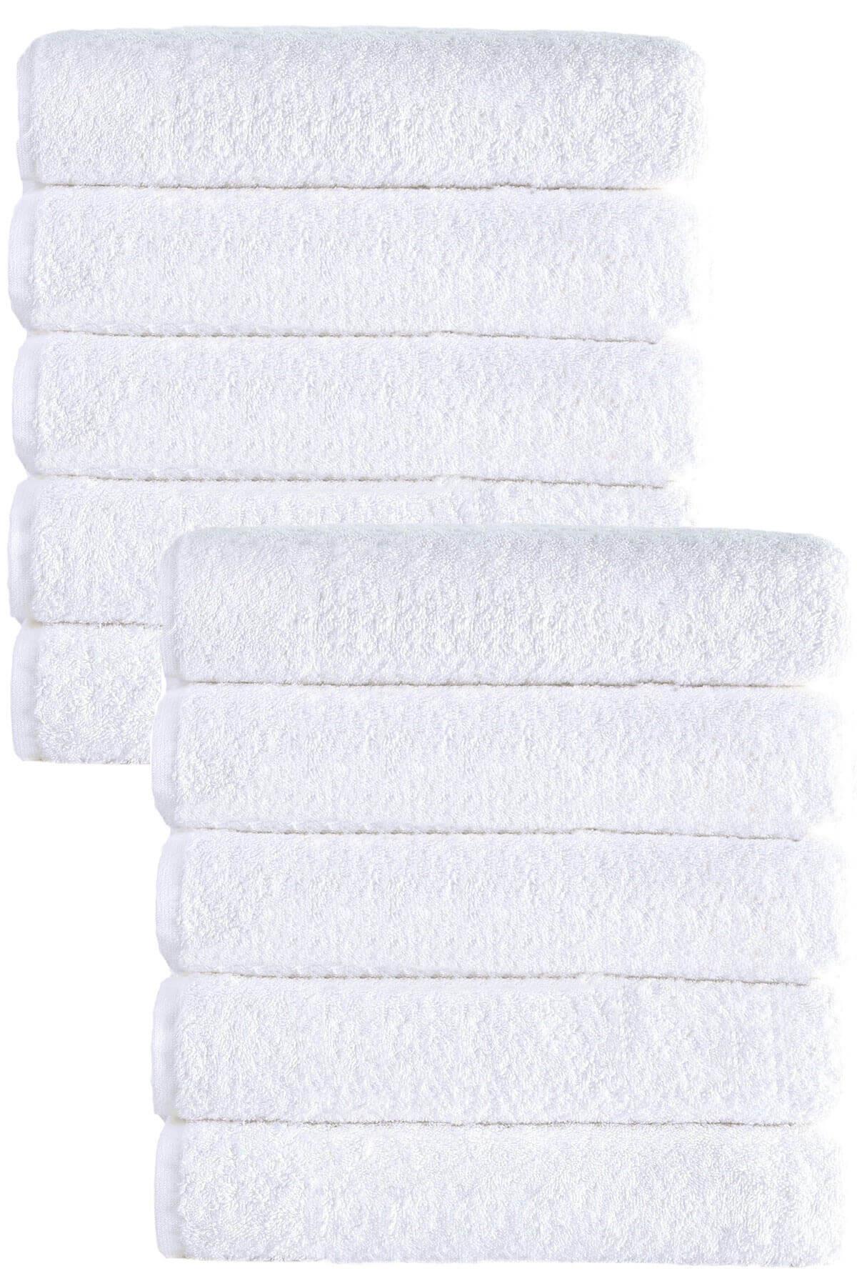 10 lu El Yüz Otel Havlusu 50x85 Cm Beyaz 16/1 Avs 200 Gr