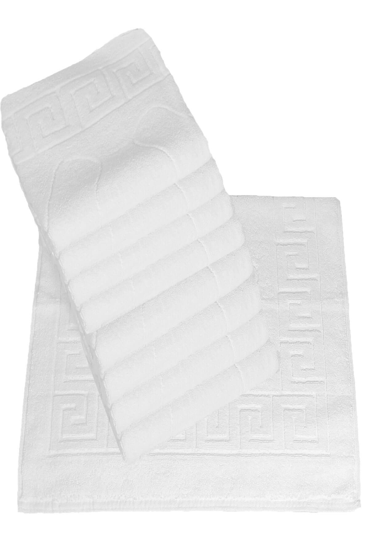 10 lu Otel Ayak Havlusu Bukle Ayak İzli 50x70 Cm Beyaz 20/2 Ring 250 Gr