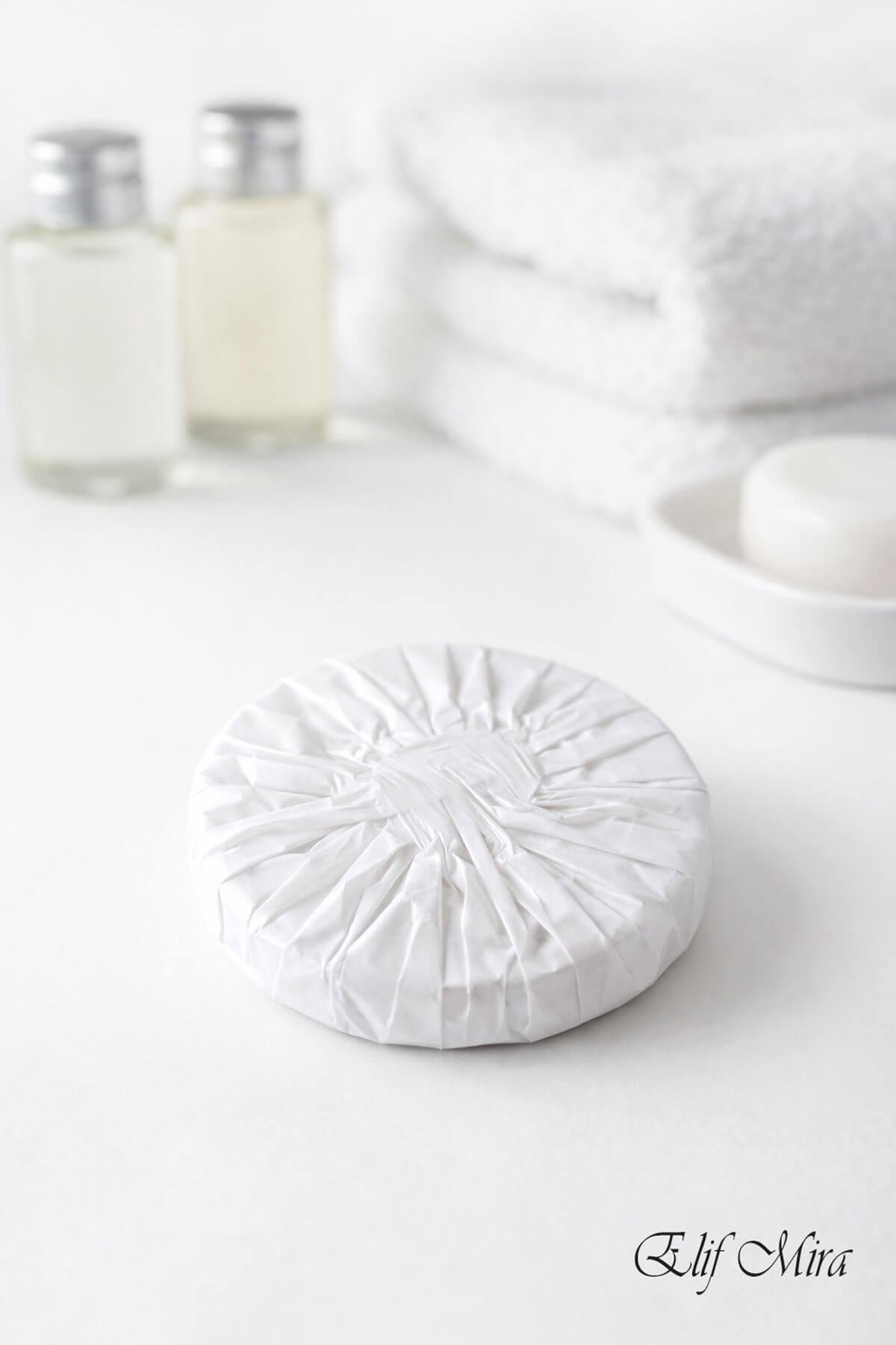 100 Adet 15 gr Mini Otel Sabunu – Pile Sargılı Buklet Yuvarlak Misafir Sabunu