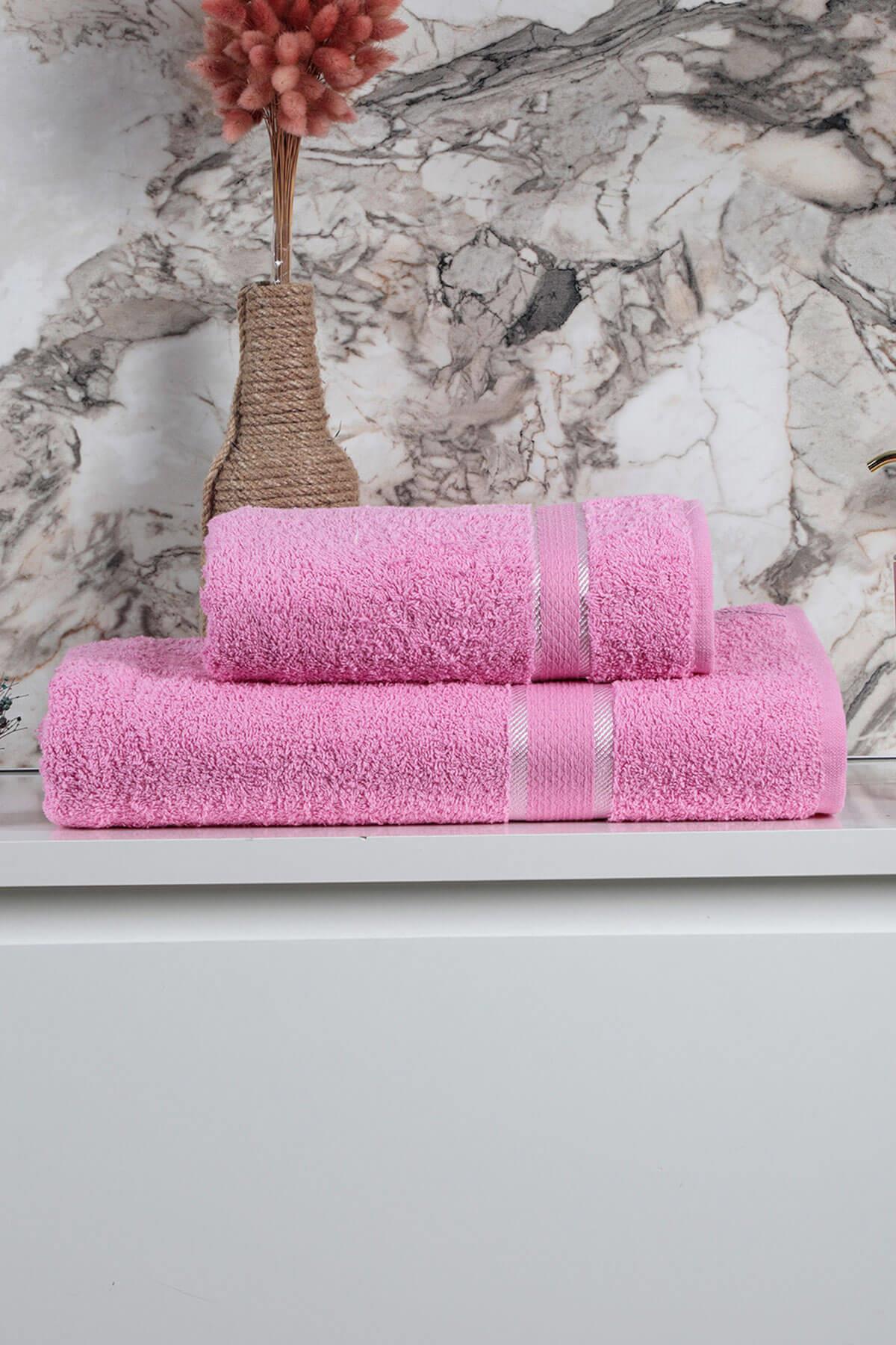 %100 Pamuk 2 Parça Kadın/Erkek Banyo Duş Hamam Havlu Seti 90x150 Cm