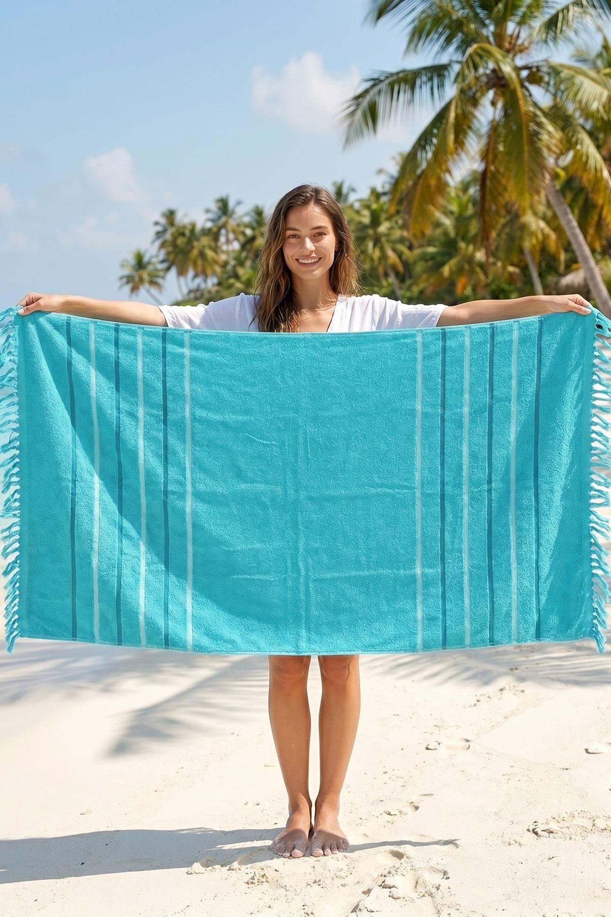 %100 Pamuklu Banyo Deniz Plaj Peştemal Havlu 70x150 Cm