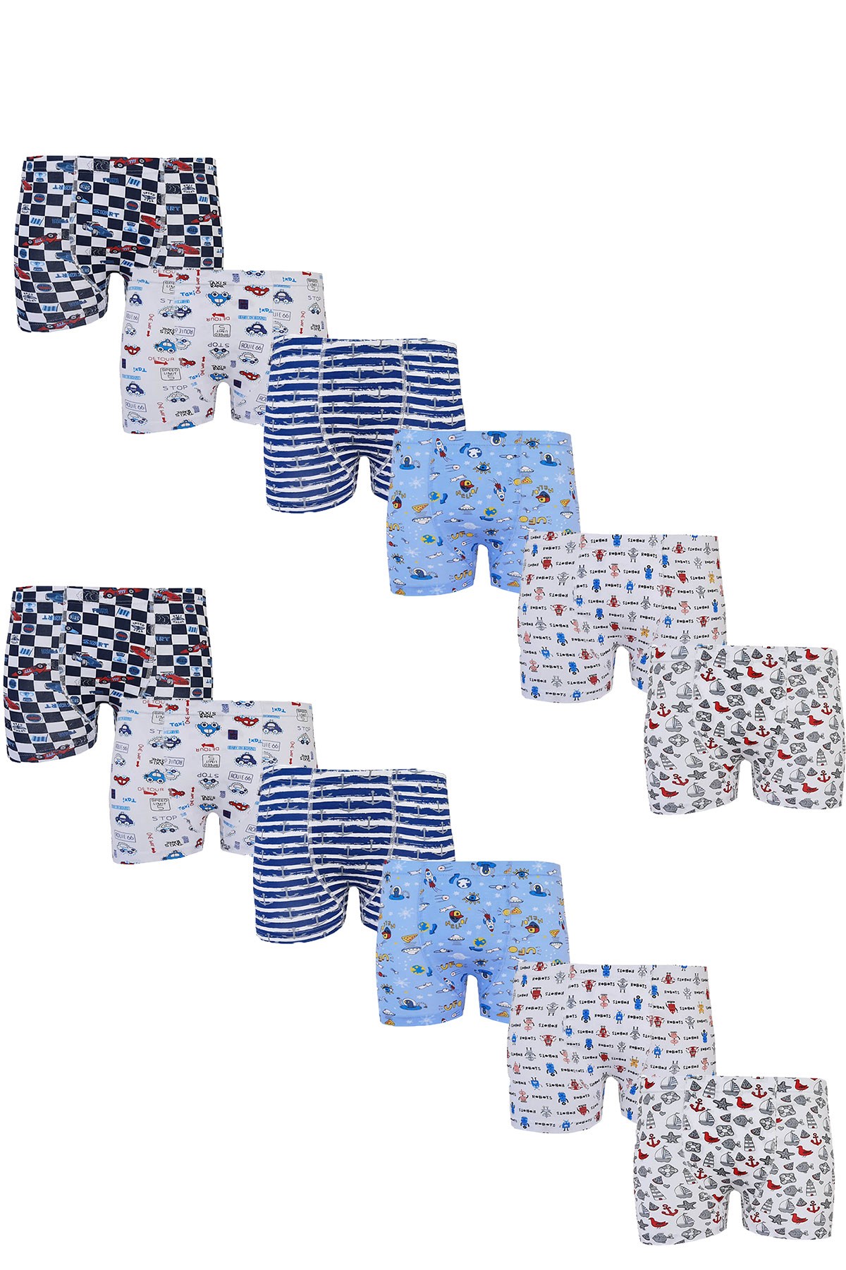 12 li Tutku Erkek Çocuk Boxer Renkli Empirme Elastan TEC0254
