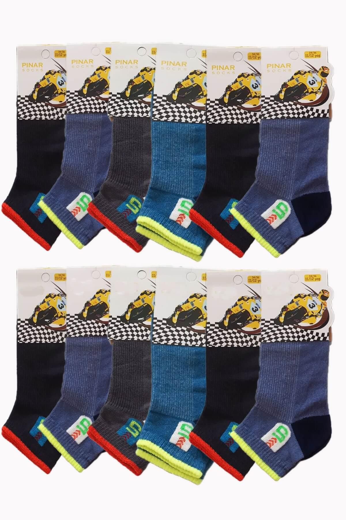 12li Erkek  Çocuk Patik Pamuklu Kısa Baskılı Eğlenceli 