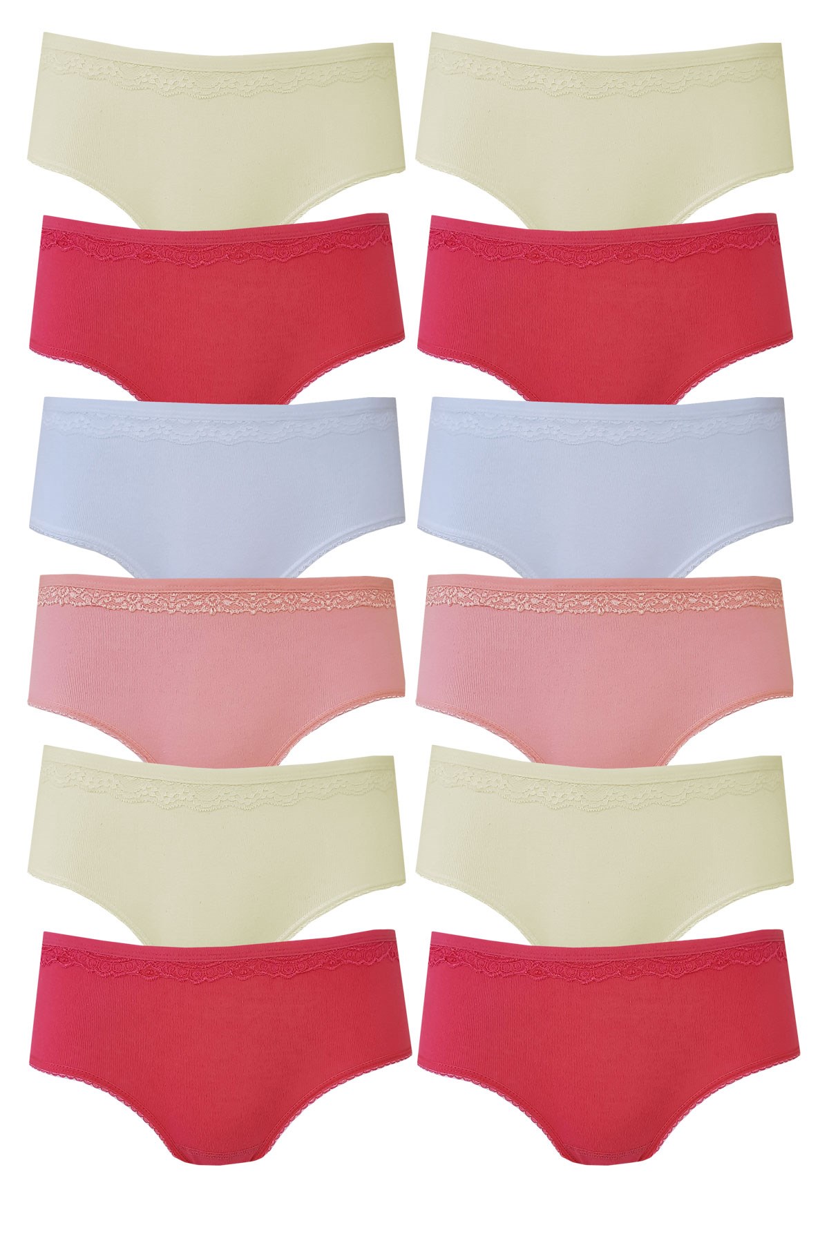 12li Tutku Kız Çocuk Külot Bato Pamuklu Slip İnce Dantelli