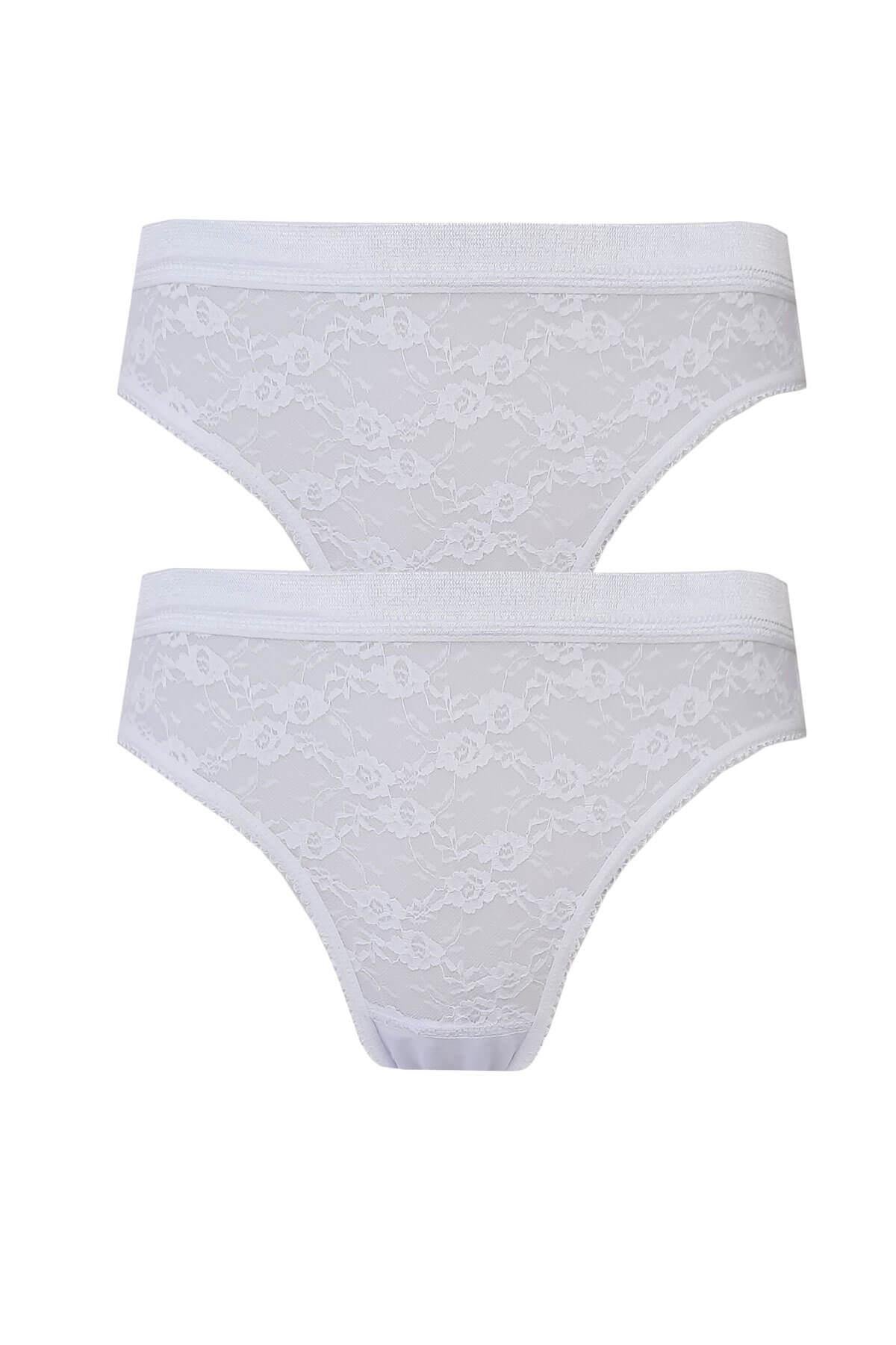 2li Kadın Önü Dantelli Bikini Parlak Lastik Ekonomik Yumuşak