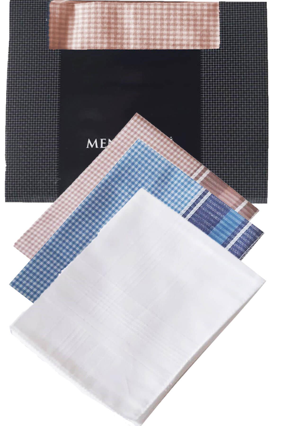 3lü Özel Paket Premium Erkek Mendil Seti  %100 Pamuk 42x42 cm