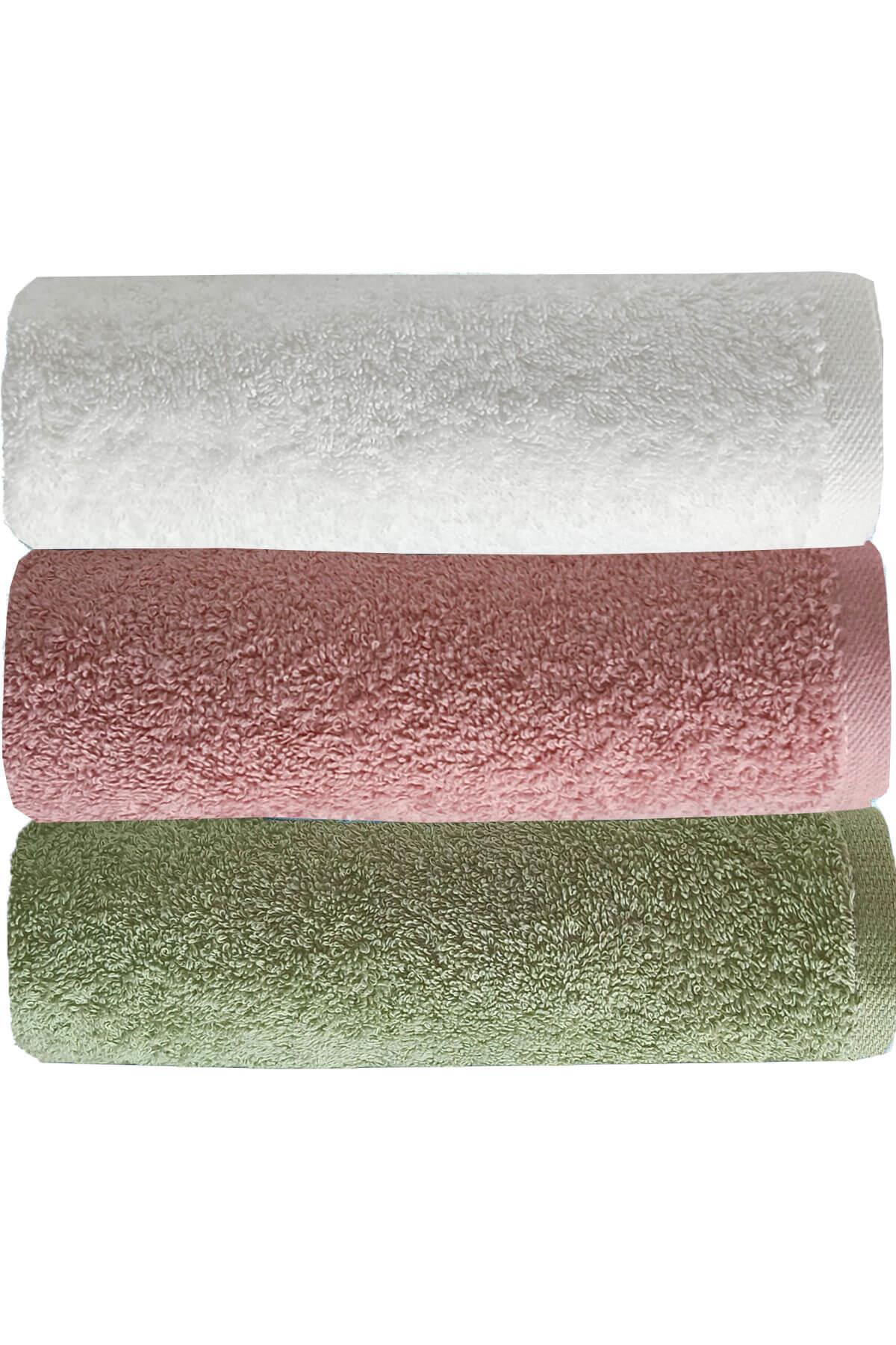 3 lü Renkli El Yüz Havlu Seti %100 Pamuklu Natural Harmony