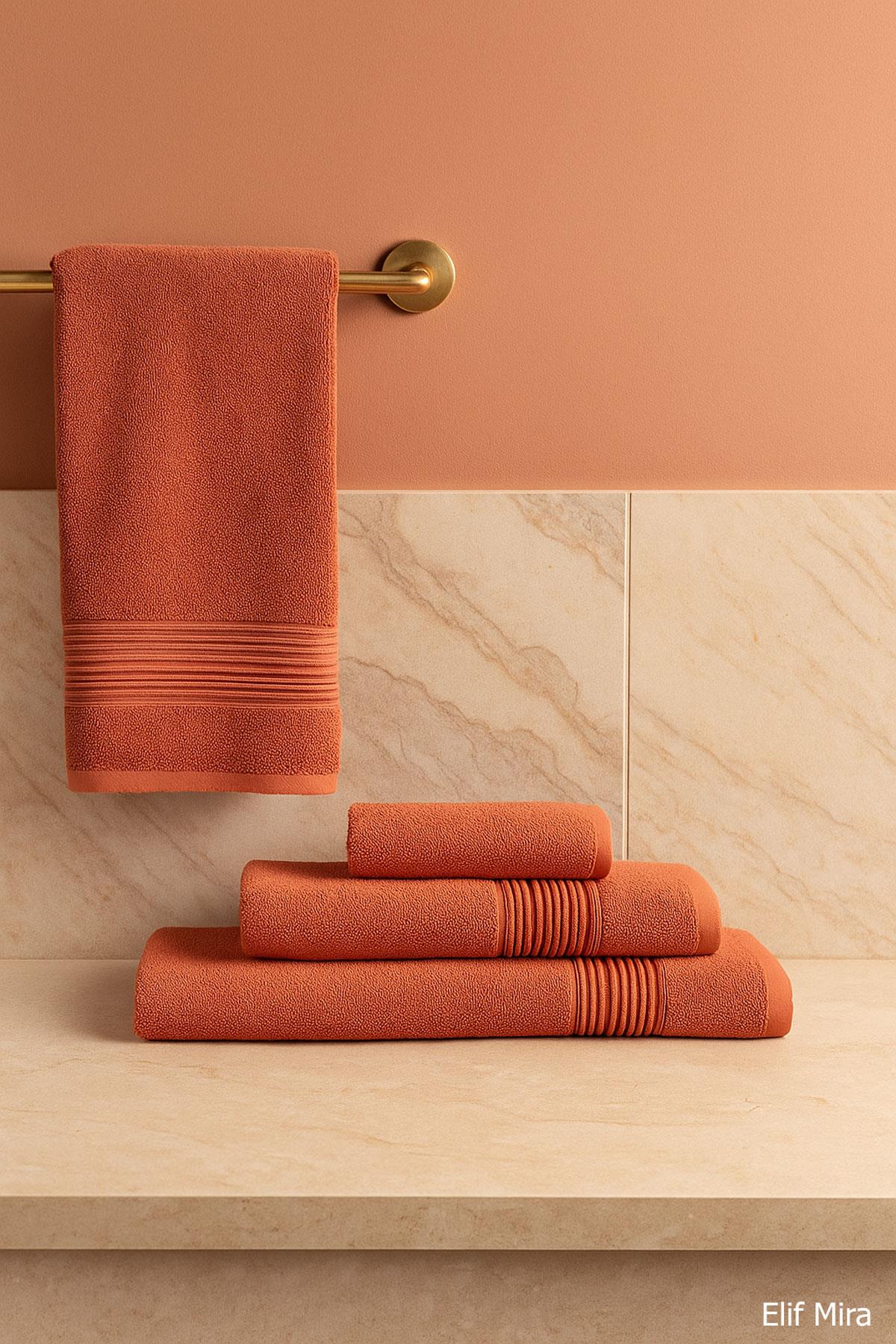 3 Parça Ekonomik Banyo Havlu Seti % 100 Pamuklu Basic