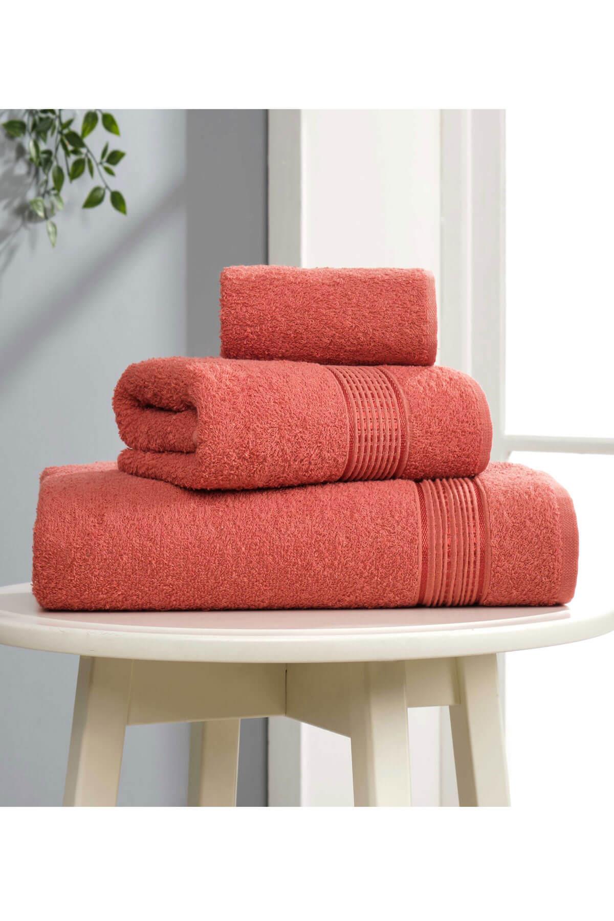 3 Parça Ekonomik Banyo Havlu Seti Pamuklu Ezgi