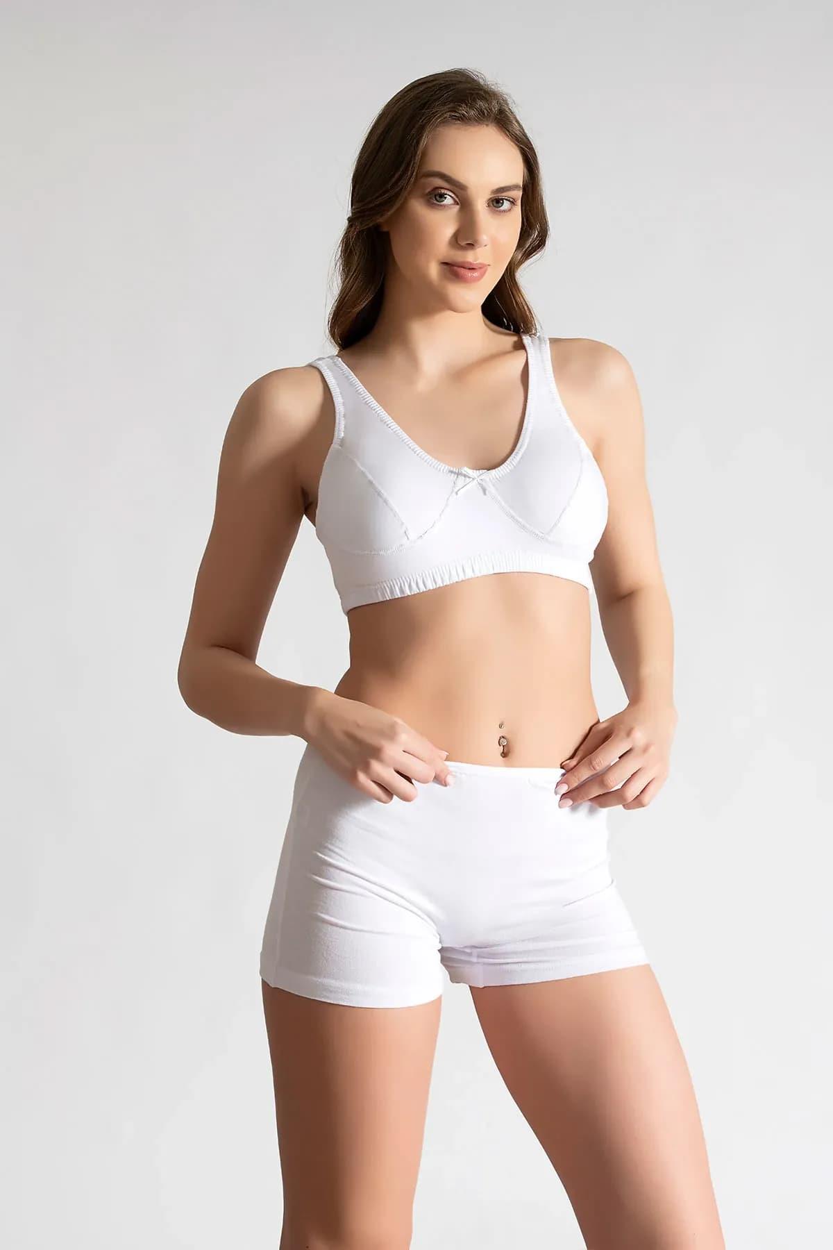 3lü Kadın Geniş Askılı Penye Anne Yarım Atlet Sütyen