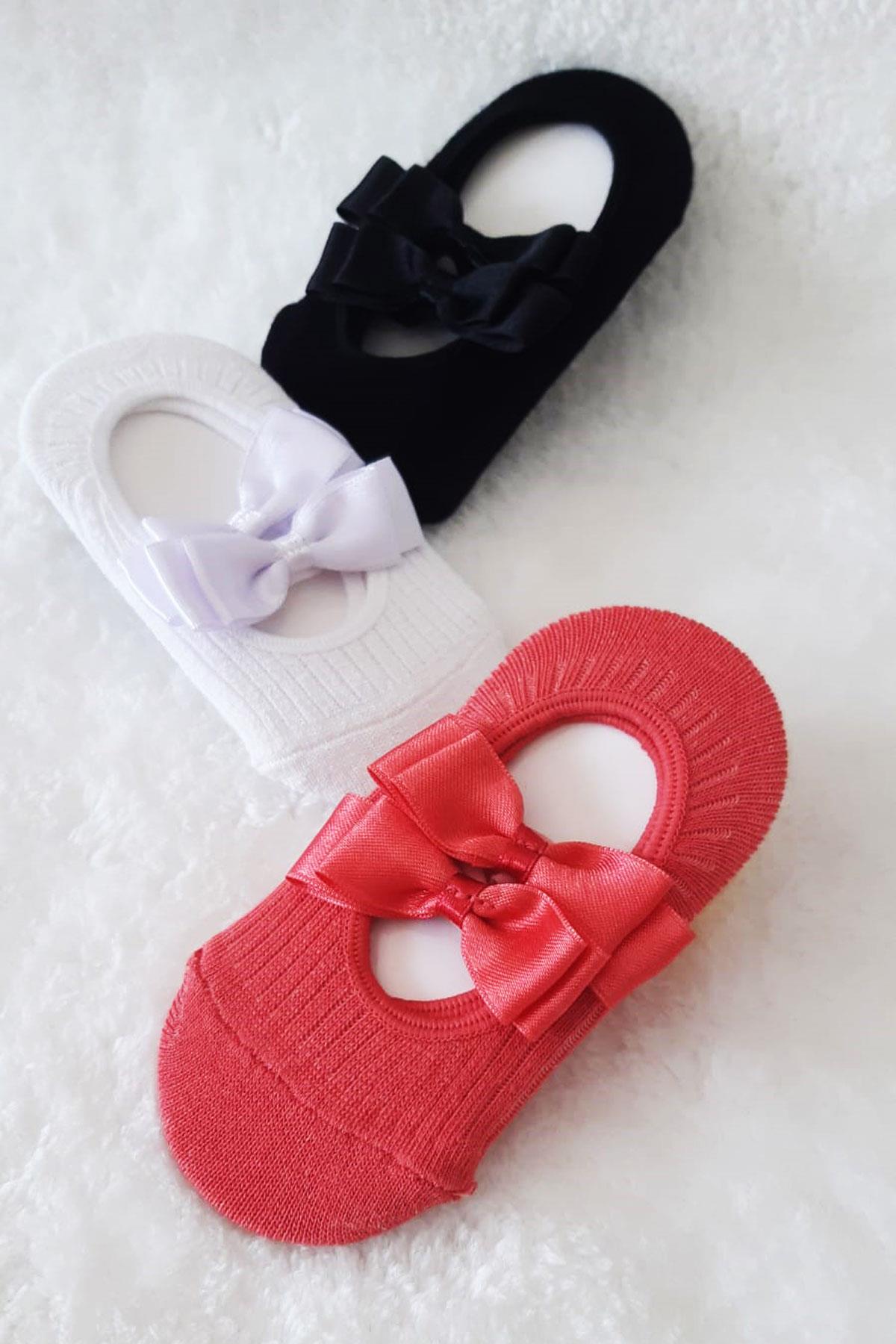 3lü Kız Bebek Fiyoklu Babet Çorap Pamuklu Çapraz Bantlı Esnek 